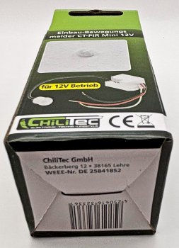 Einbau-Bewegungsmelder "CT-PIR Mini 12V" / 12V DC, 1-60W, LED geeignet, weiß