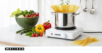 elektrische Heizplatte | 1500 W | Ø 18,5 cm | 6 Heizstufen | rutschfeste Füße | Weiß