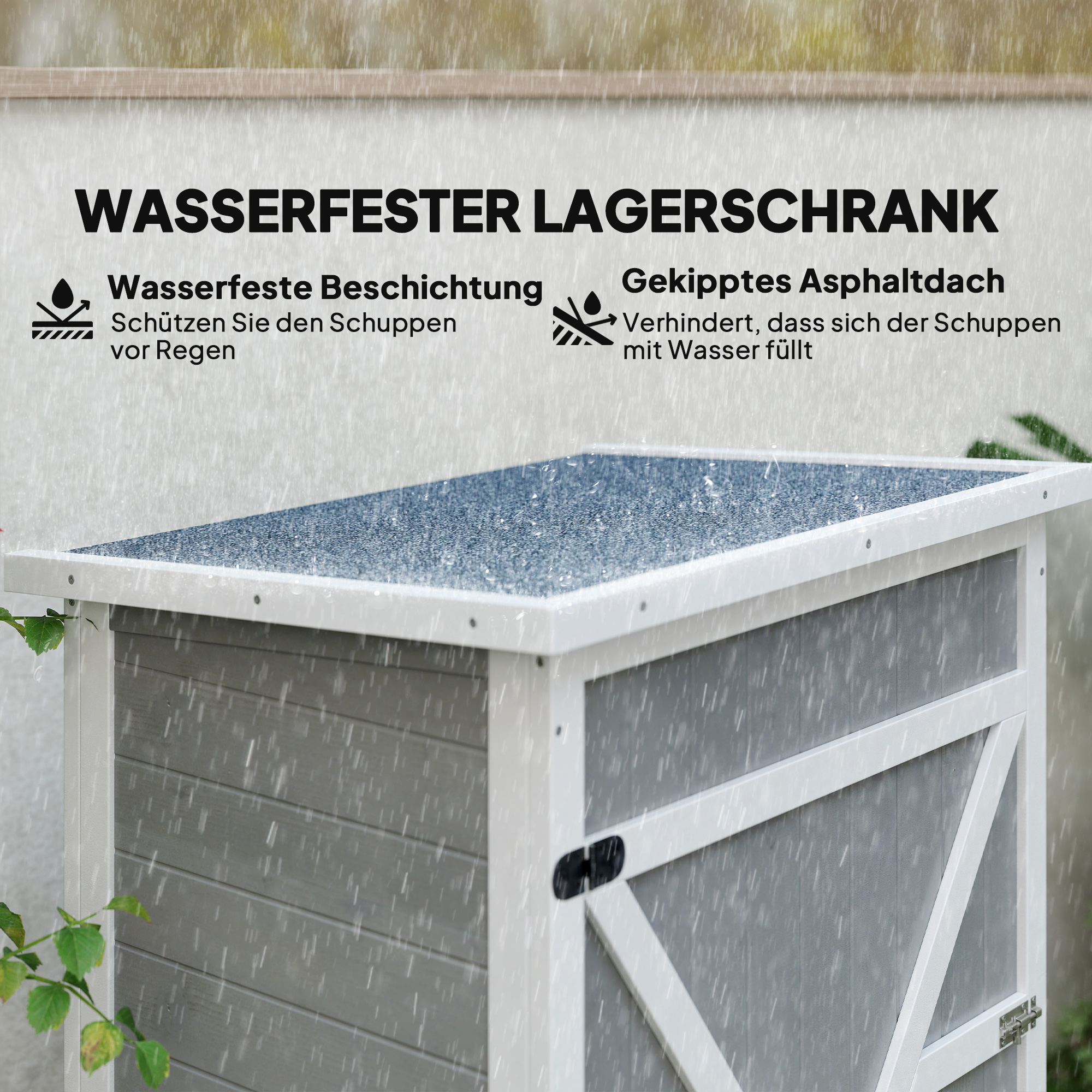 Geräteschuppen mit Regalböden wetterbeständig 75 x 56 x 115cm Grau