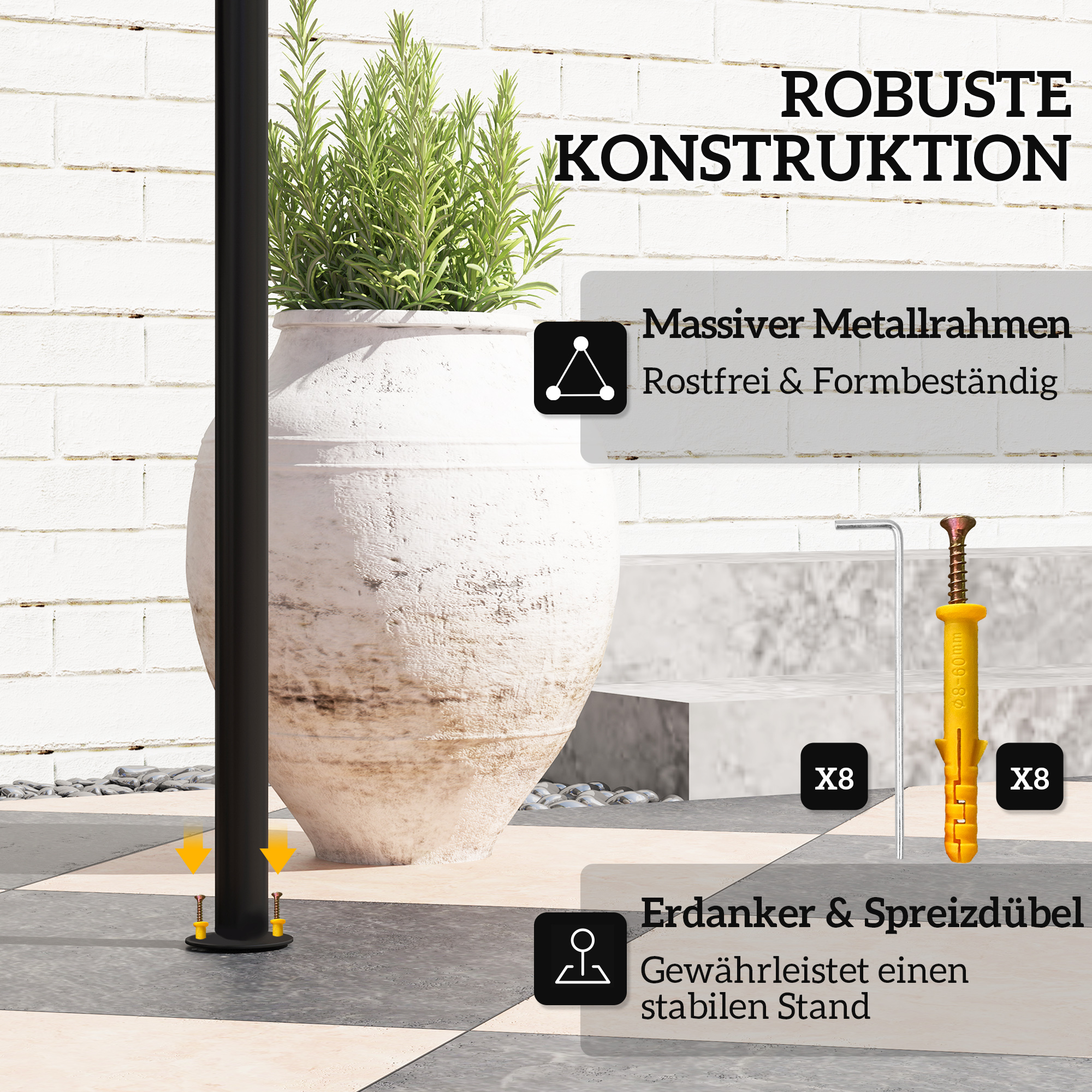 Grillpavillon 242x232x248 cm wasserabweisend flammhemmend Gartenpavillon mit Doppelschichtdach Grau