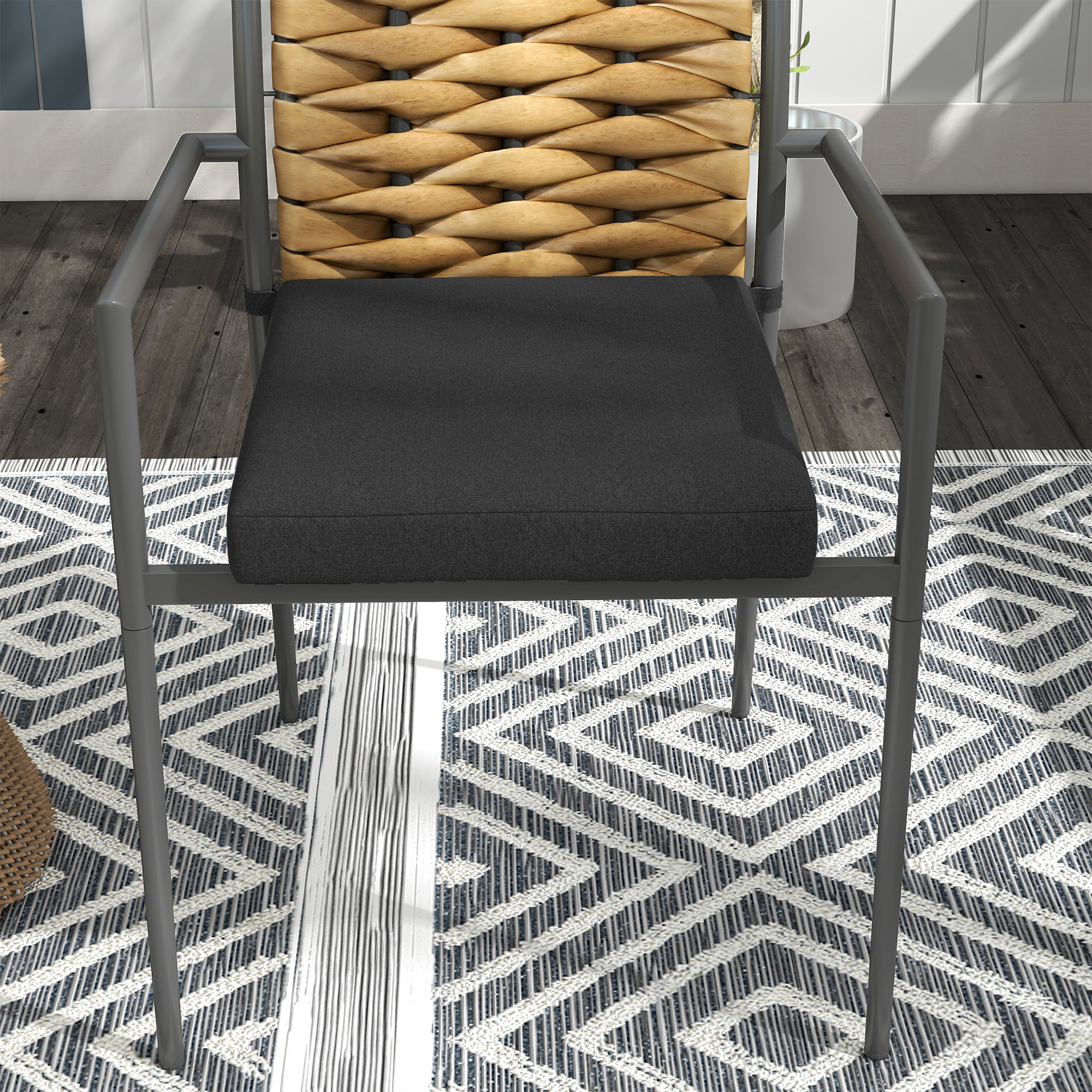 Gartenstühle Outdoor-Stühle Terrassenstühle, wetterbeständig, modernes Design, 57 x 58 x 87cm, Braun+Schwarz+Grau