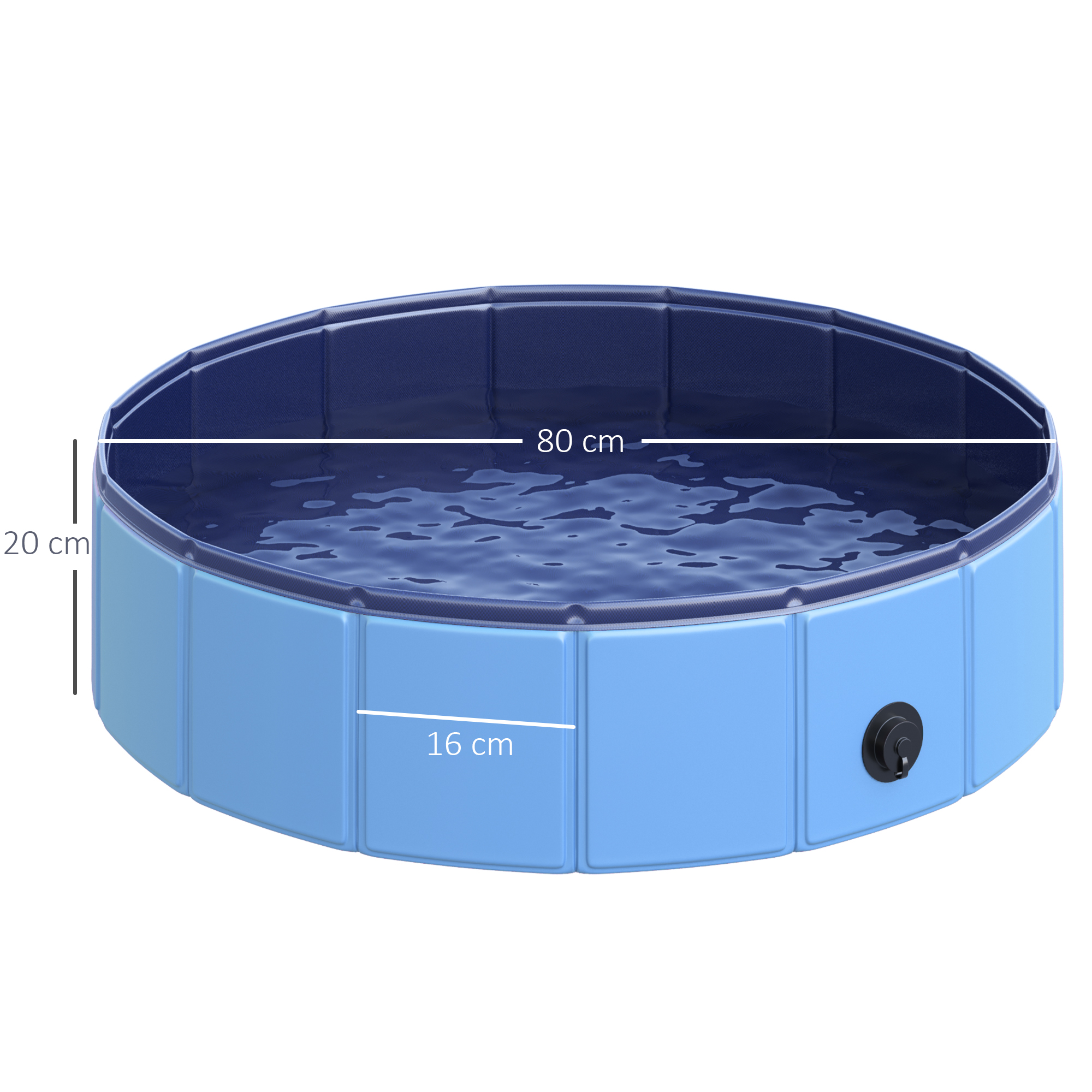 Hundebadewanne faltbar Badewanne Hundepool Plantschbecken Swimmingpool Wasserbecken für Hunde und Katzen Schwimmbecken Kunststoff+Holz Blau Ø80 x H20 cm