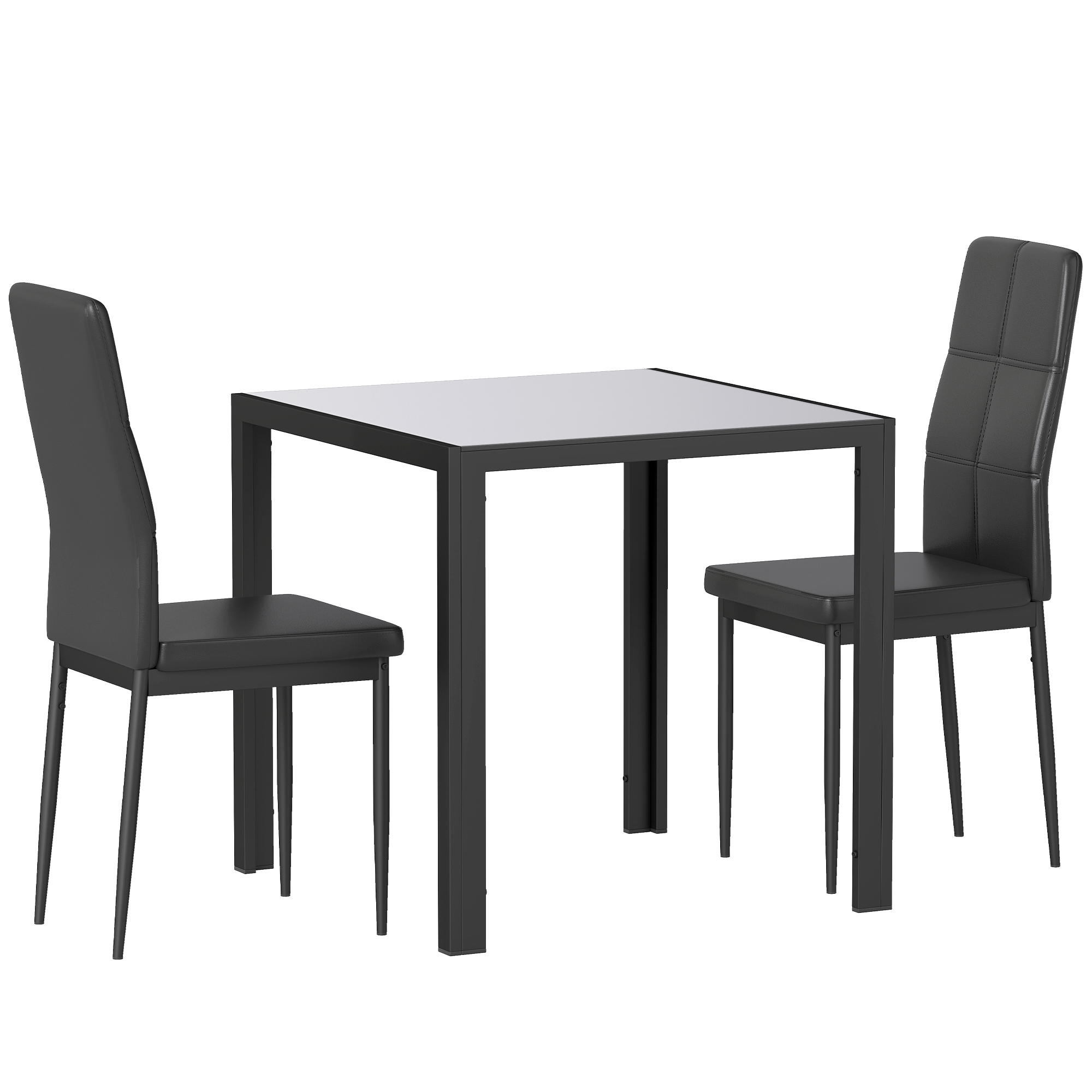 Essgruppe Esstisch mit 2 Stühlen Platzsparend Esszimmergruppe Sitzgruppe Schwarz