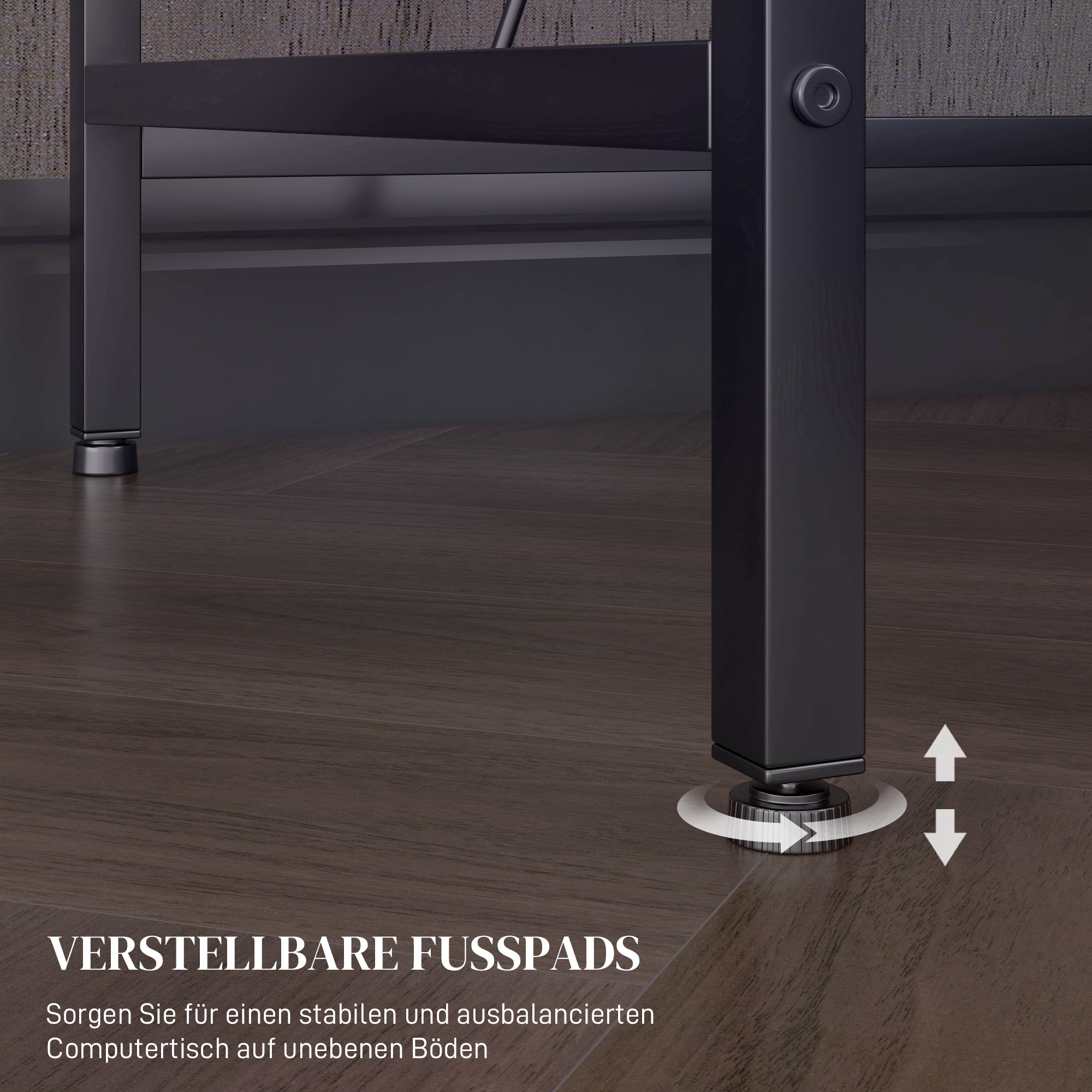 Schreibtisch L Form mit LED, Steckdosen, USB, Umkehrbar Computertisch mit Regal, 107 x 80 x 90 cm, Schwarz