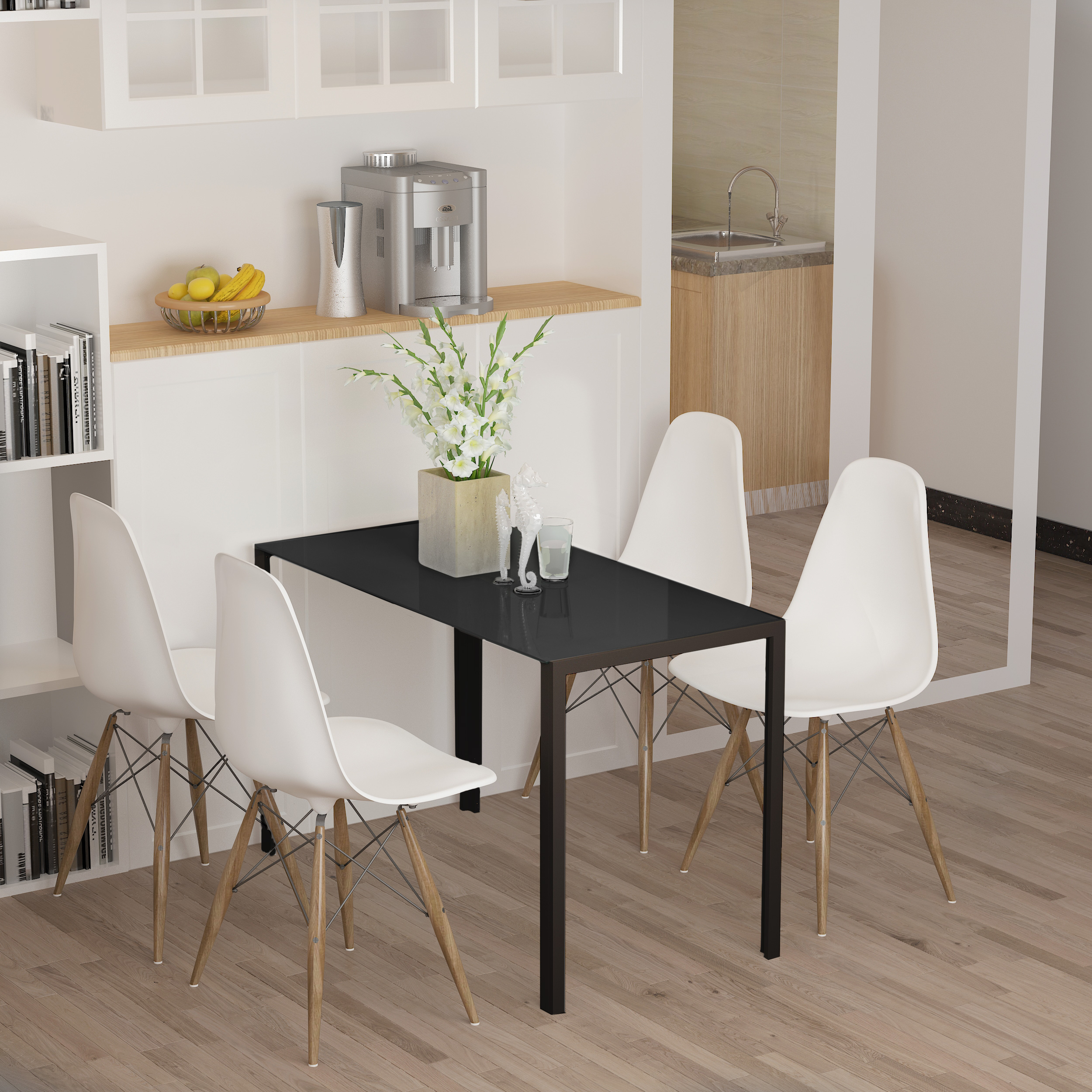 Esstisch Küchentisch großer Tisch, modernes Design, 120 cm x 60 cm x 75 cm, Schwarz