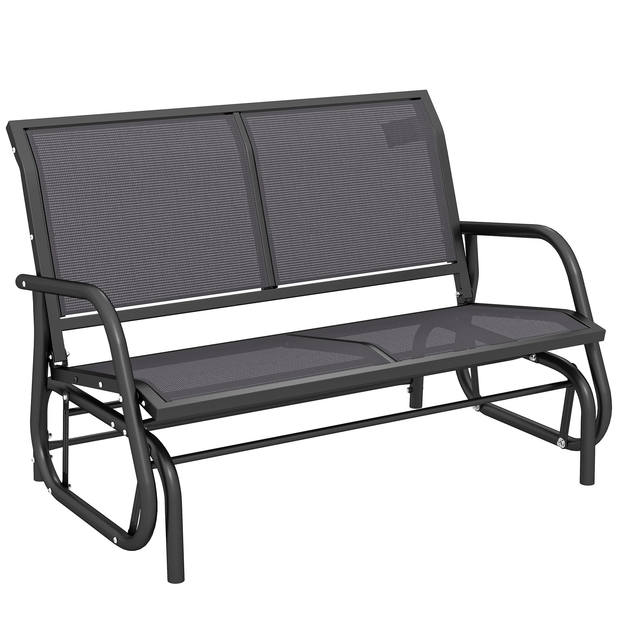 2-Sitzer Schaukelstuhl Gartenbank mit Schaukelmechanismus Gartenschaukel Sitzbank aus Metall Parkbank bis 200 kg belastbar Gartenmöbel für Garten, Terrasse, Veranda 120 x 70 x 85 cm Grau