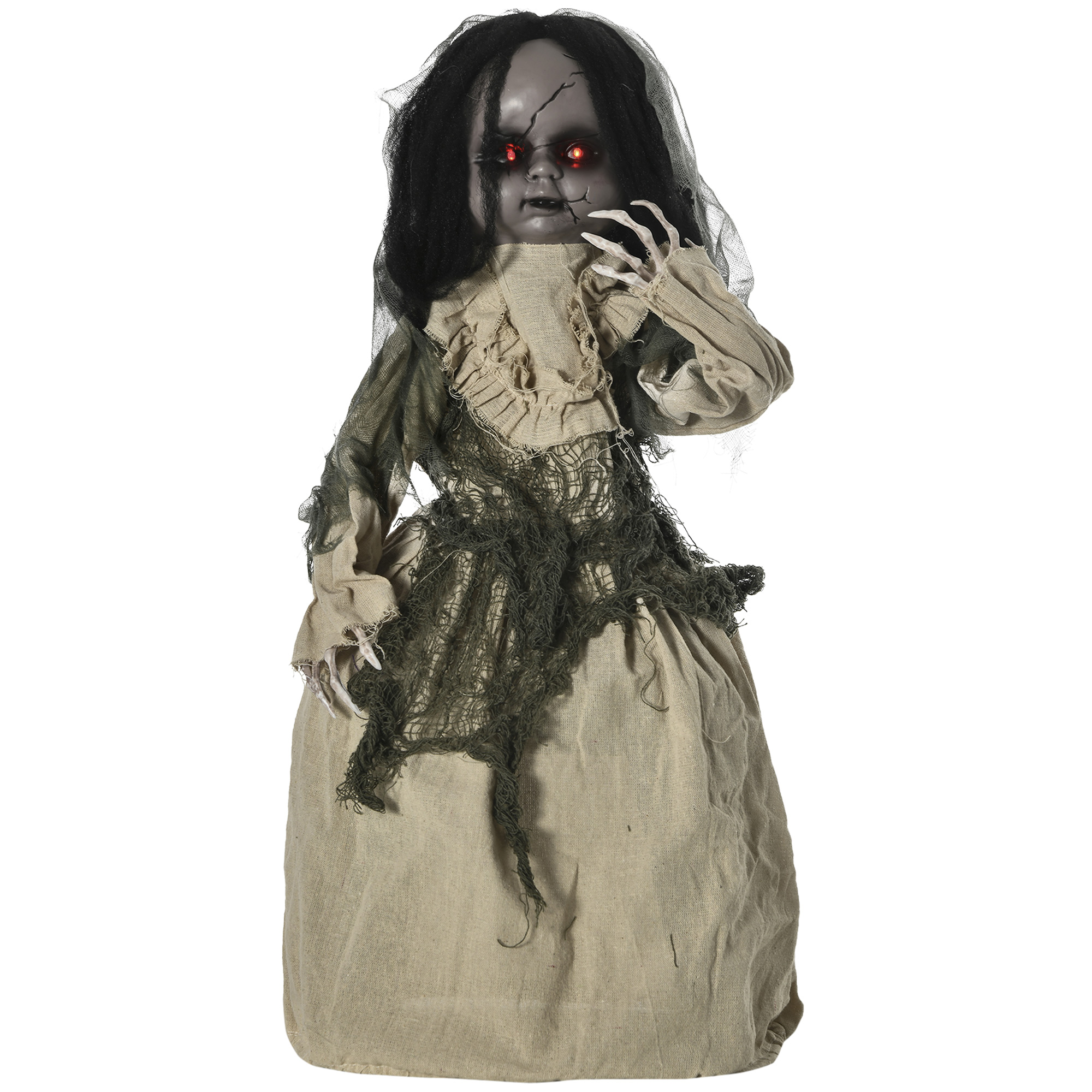 Halloween Dekoration Geisterpuppe mit Spezialeffekten und Soundfunktion 80 cm x 23 cm x 83 cm