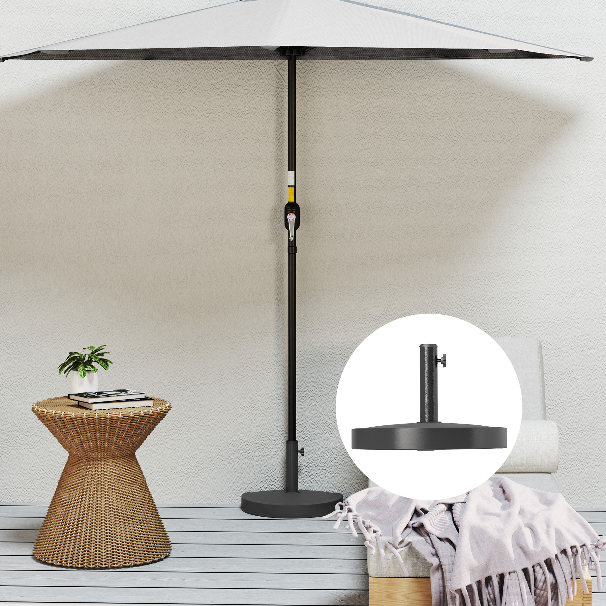 Sonnenschirmständer aus Beton Schirmständer Halbrund Schirmhalter, Schirmgewicht für Sonnenschirm 32/38/48mm