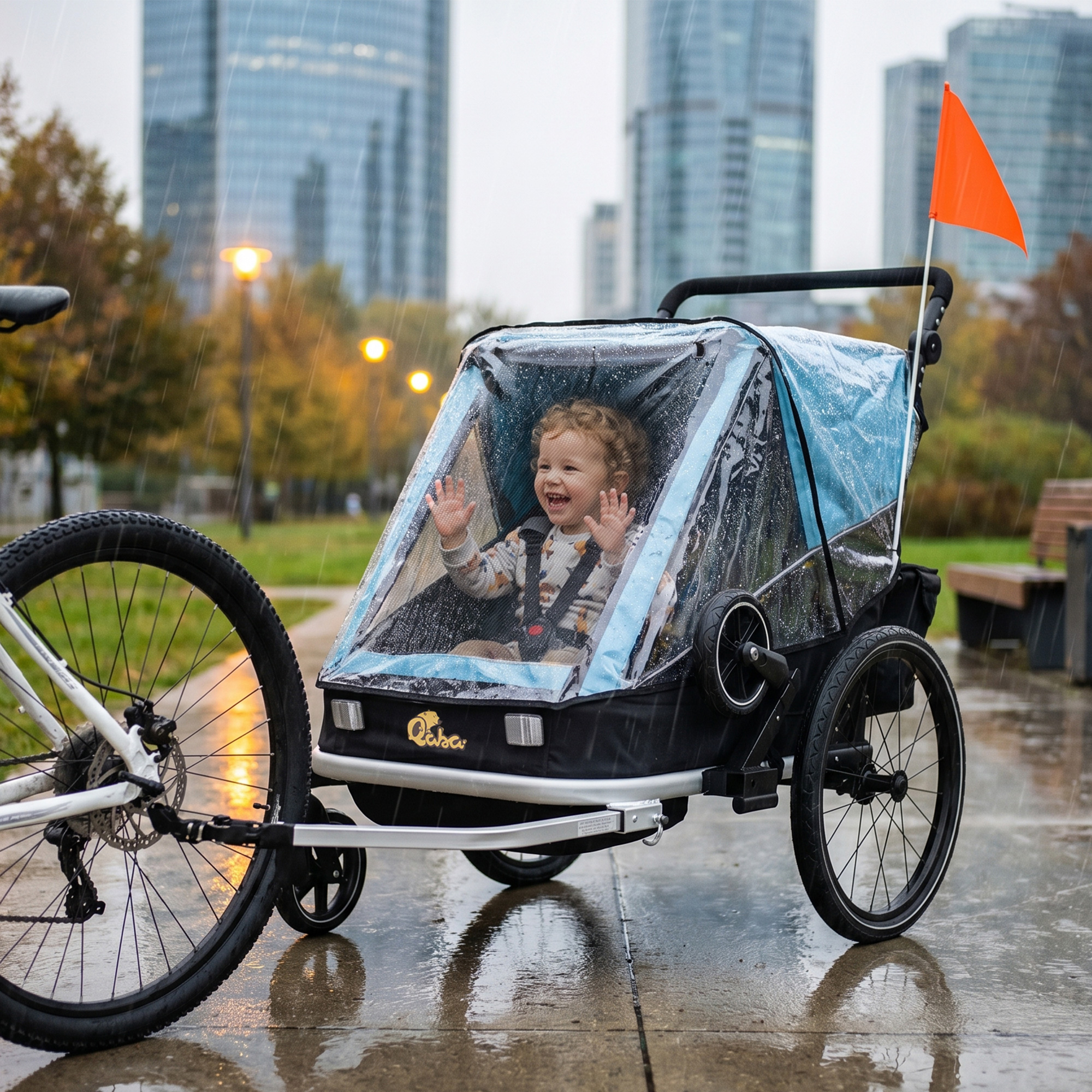 Fahrradanhänger für Kinder, 2-Sitzer, 2-in-1 faltbarer Kinderfahrradanhänger mit verstellbarem Sitz und Gurten, Blau