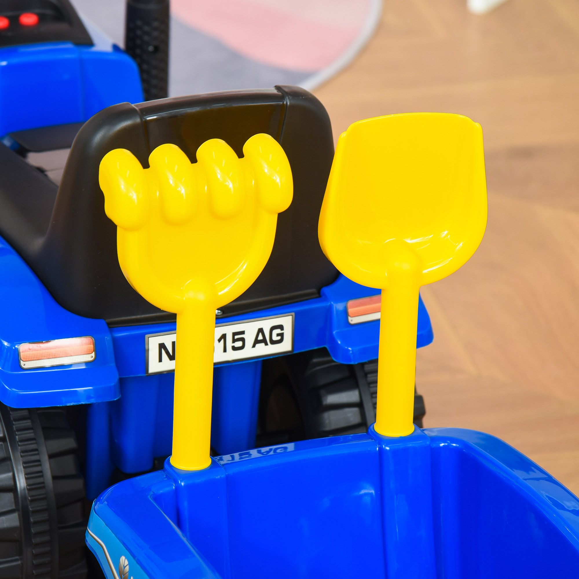 Rutsch-Traktor mit Anhänger, Hupe, Sandspielzeug, ab 1 Jahr, Kunststoff+Metall, blau, 91 x 29 x 44cm