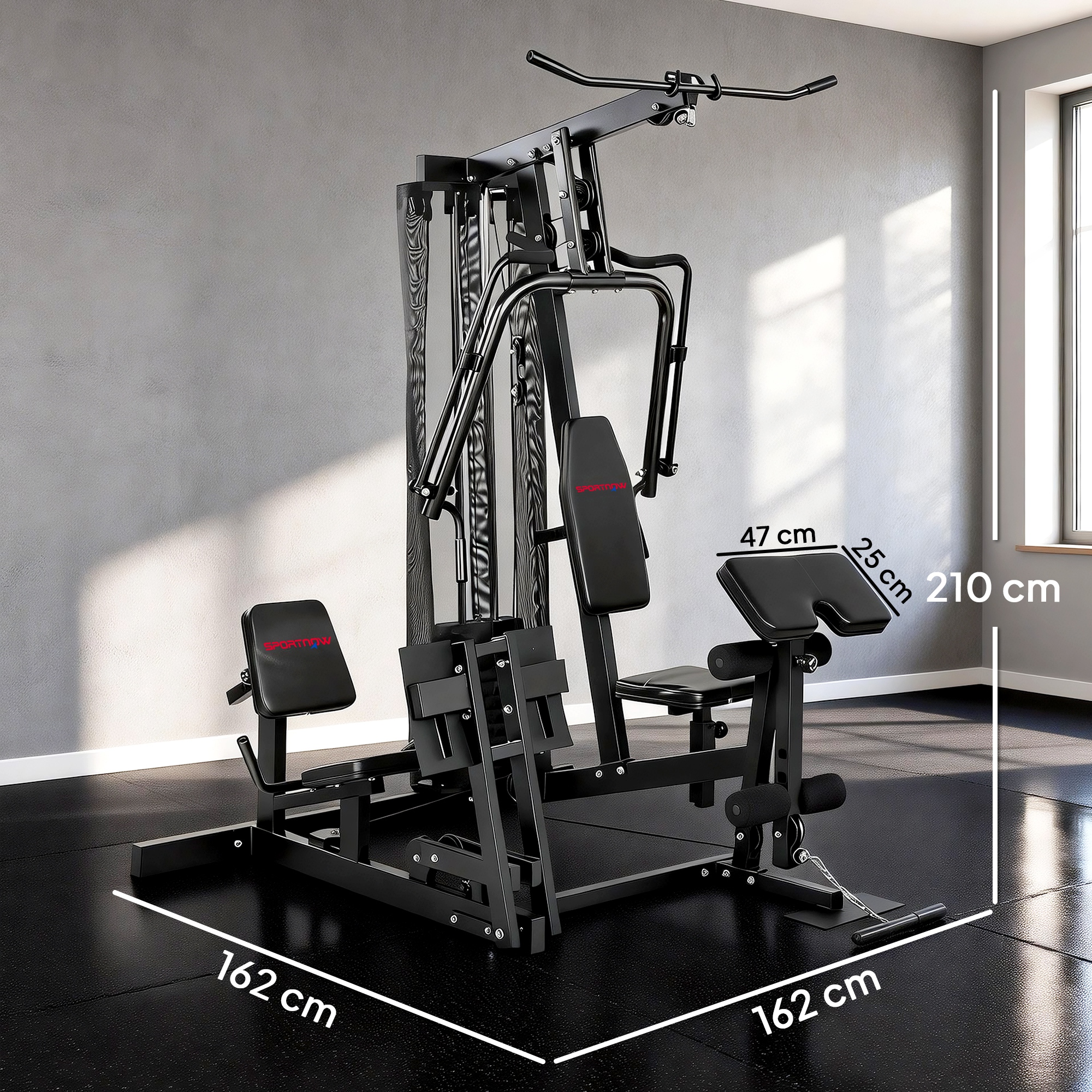 Kraftstation Fitnessstation mit Latzug Butterflystange 65kg Gewichten Seil bis zu 120kg