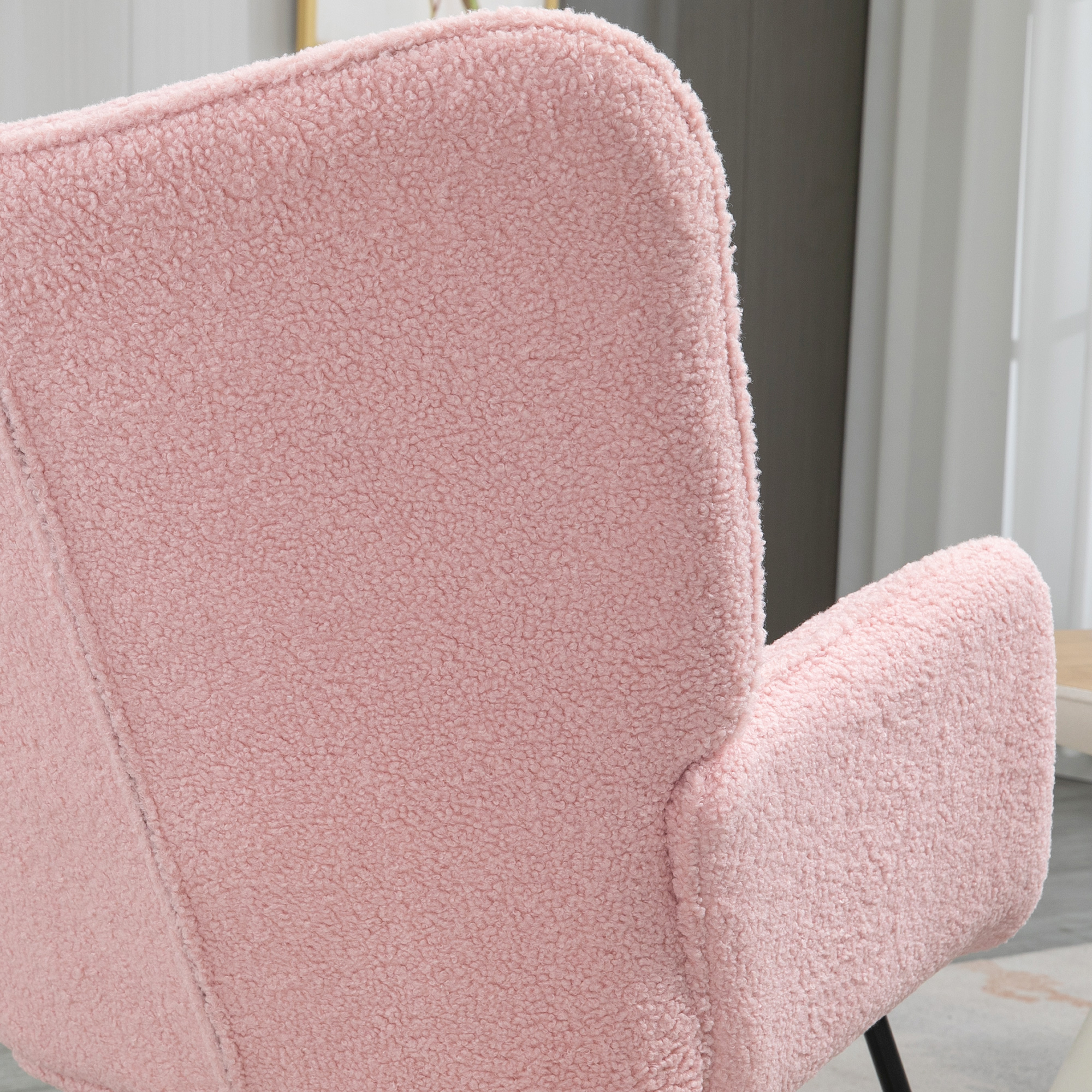 Schaukelstuhl im Retro-Design, Massivholz, Sessel, Relaxsessel, 98 cm x  71 cm x 101 cm, Rosa