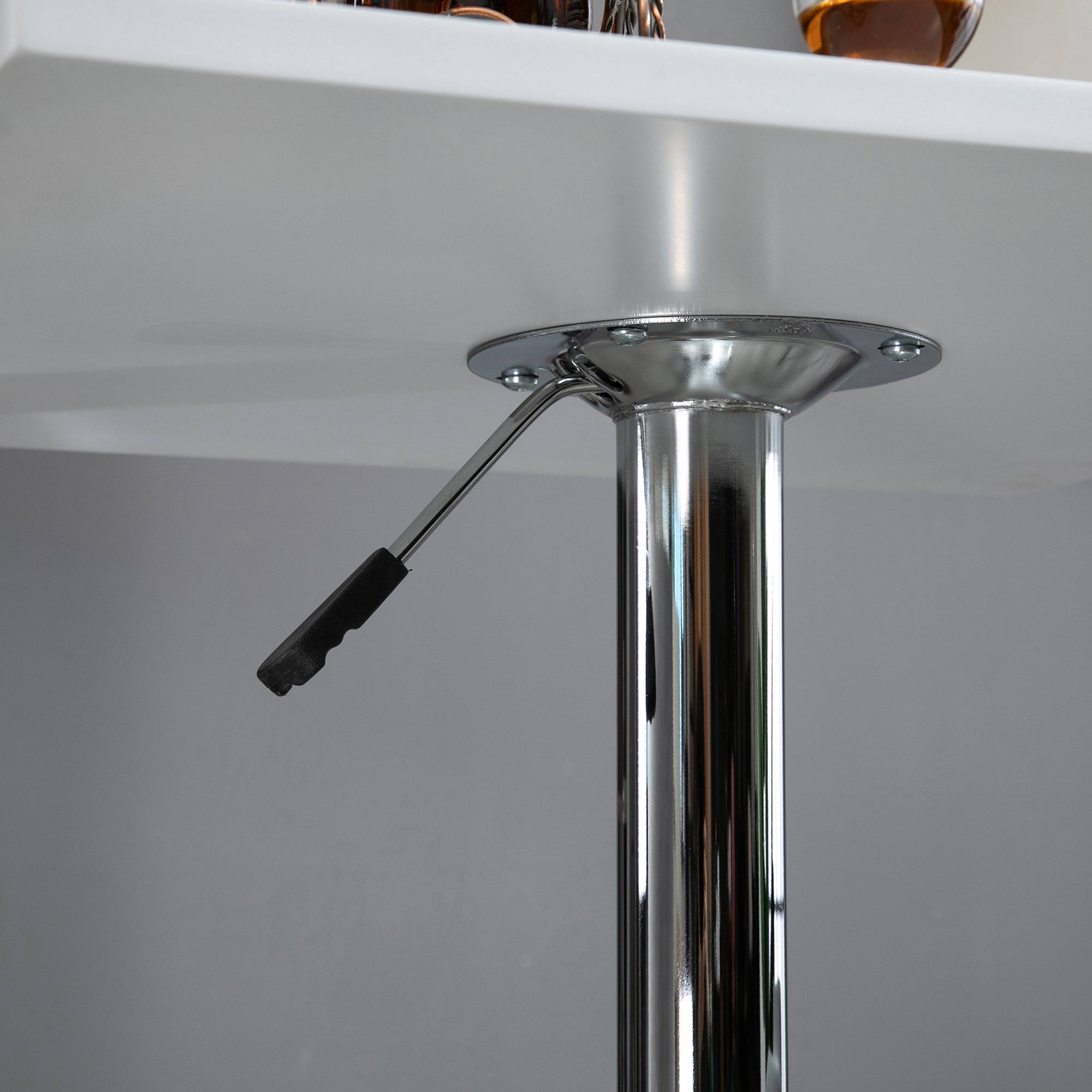 Höhenverstellbarer Bartisch, 360° drehbar, kratzfeste Füße, stabile Metallbasis, Weiß