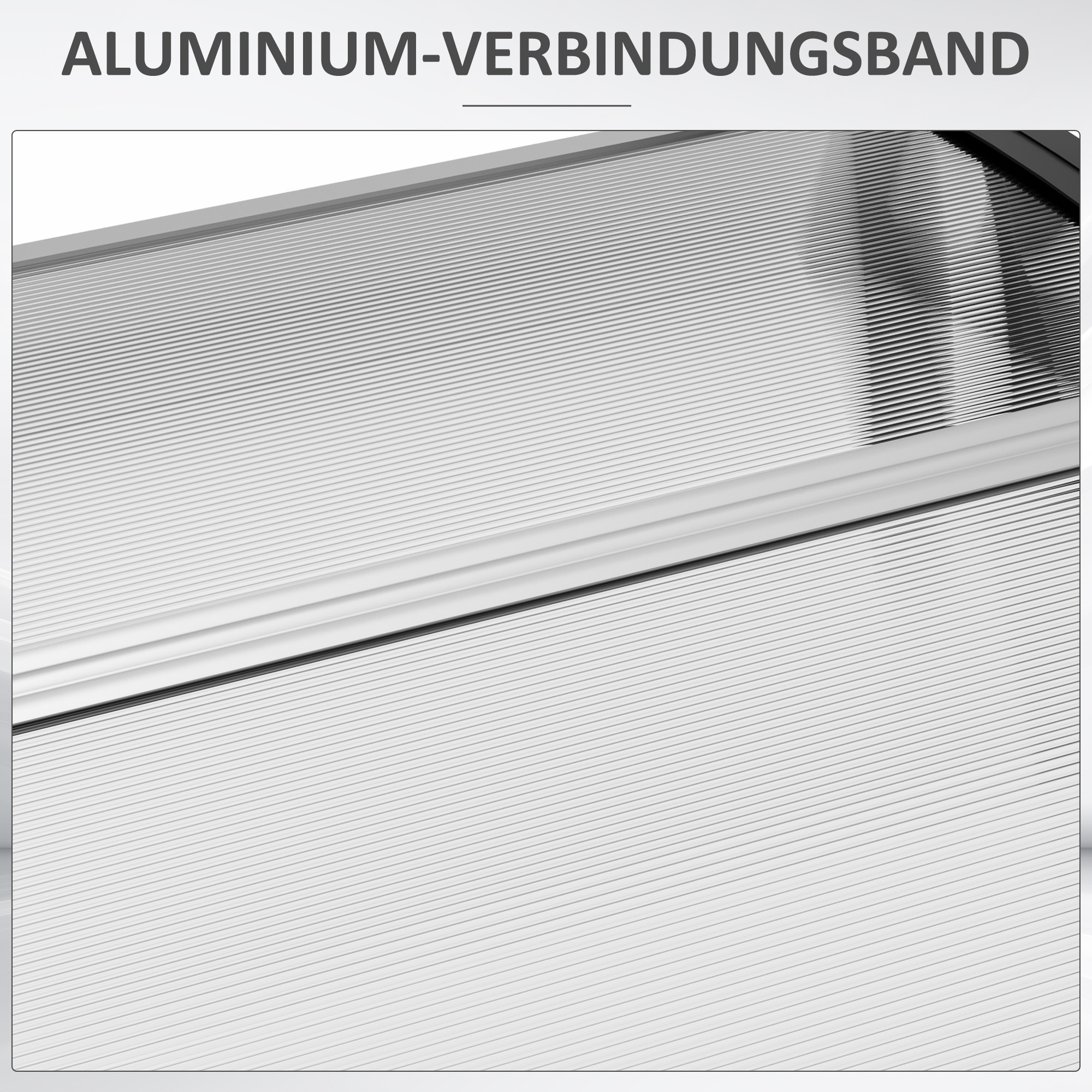 Türüberdachung, Schutz vor Regen, Wind und Hagel, Polycarbonat, Aluminium-Verbindungstangen, 200 x 96 x 27 cm, Schwarz
