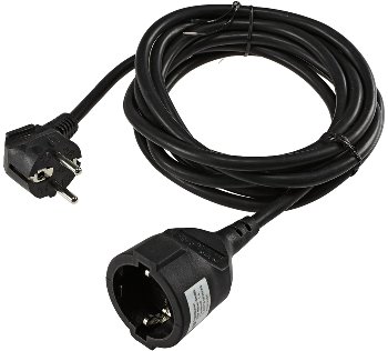 Schutzkontakt-Verlängerung, 3m, schwarz, H05VV-F3G 1,5mm² 16A/250V Schutzkontakt-Verlängerung, 3m, schwarz, H05VV-F3G 1,5mm² 16A/250V