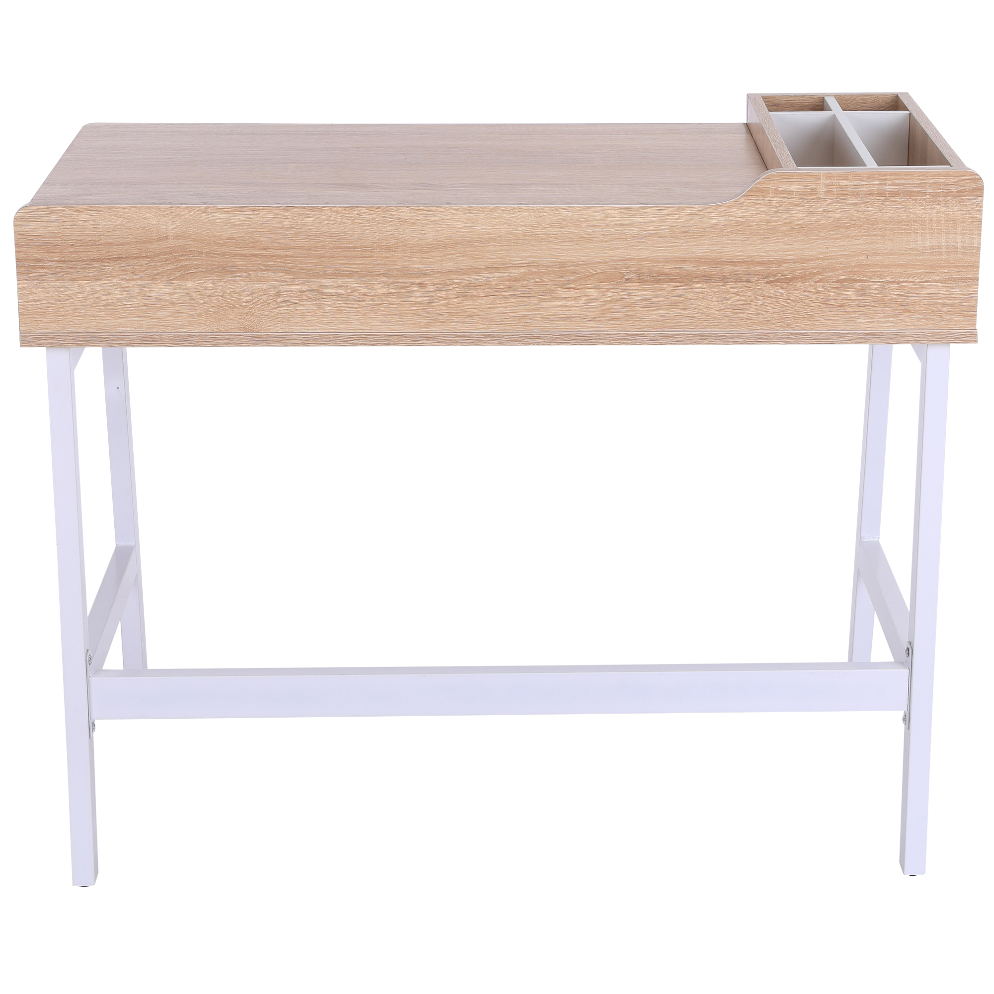 Schreibtisch Computertisch Bürotisch Arbeitstisch PC Tisch vielseitig verwendbar mit sechs Ablagefächern Schublade Breite Tischplatte für Arbeitszimmer Büro und Wohheim Natur 100 x 55 x 81,5 cm