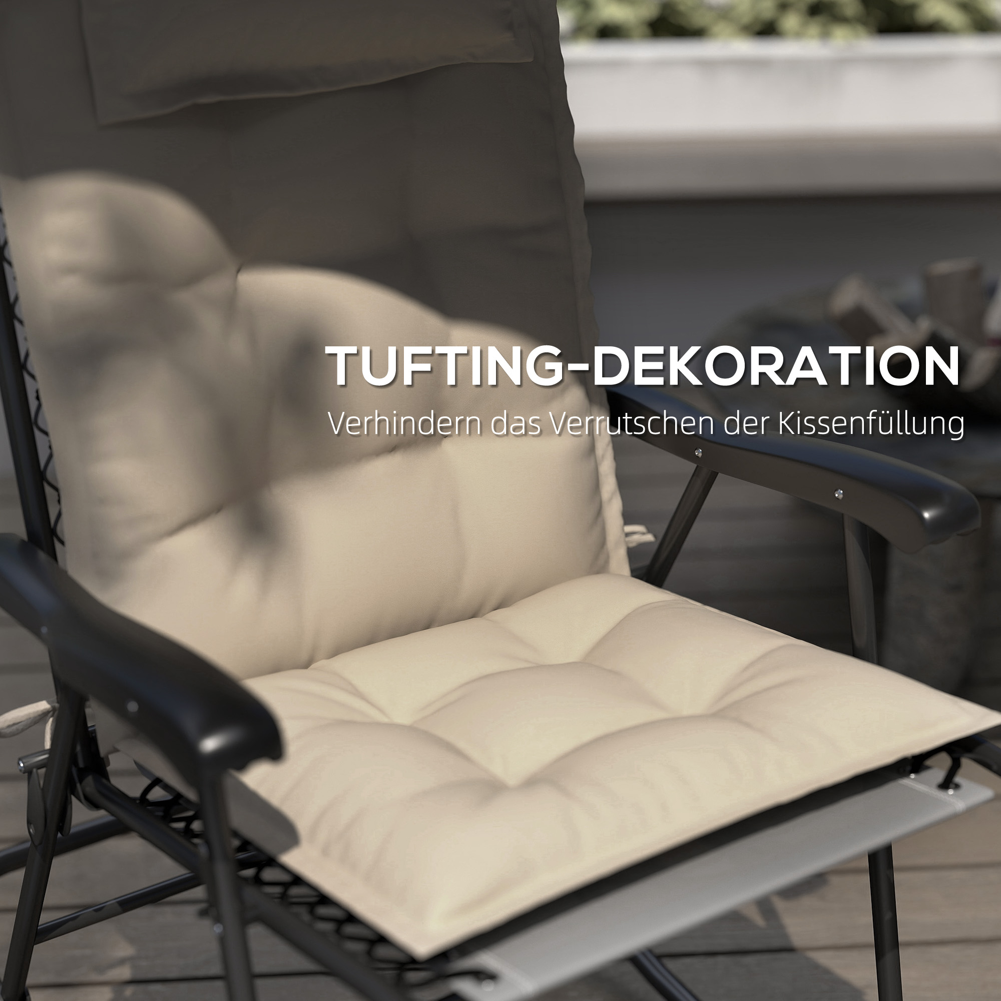 2er Set Auflage für Sonnenliege Wasserabweisend Liegenauflage für Gartenliege Polsterauflage 50x116x5 cm, Beige