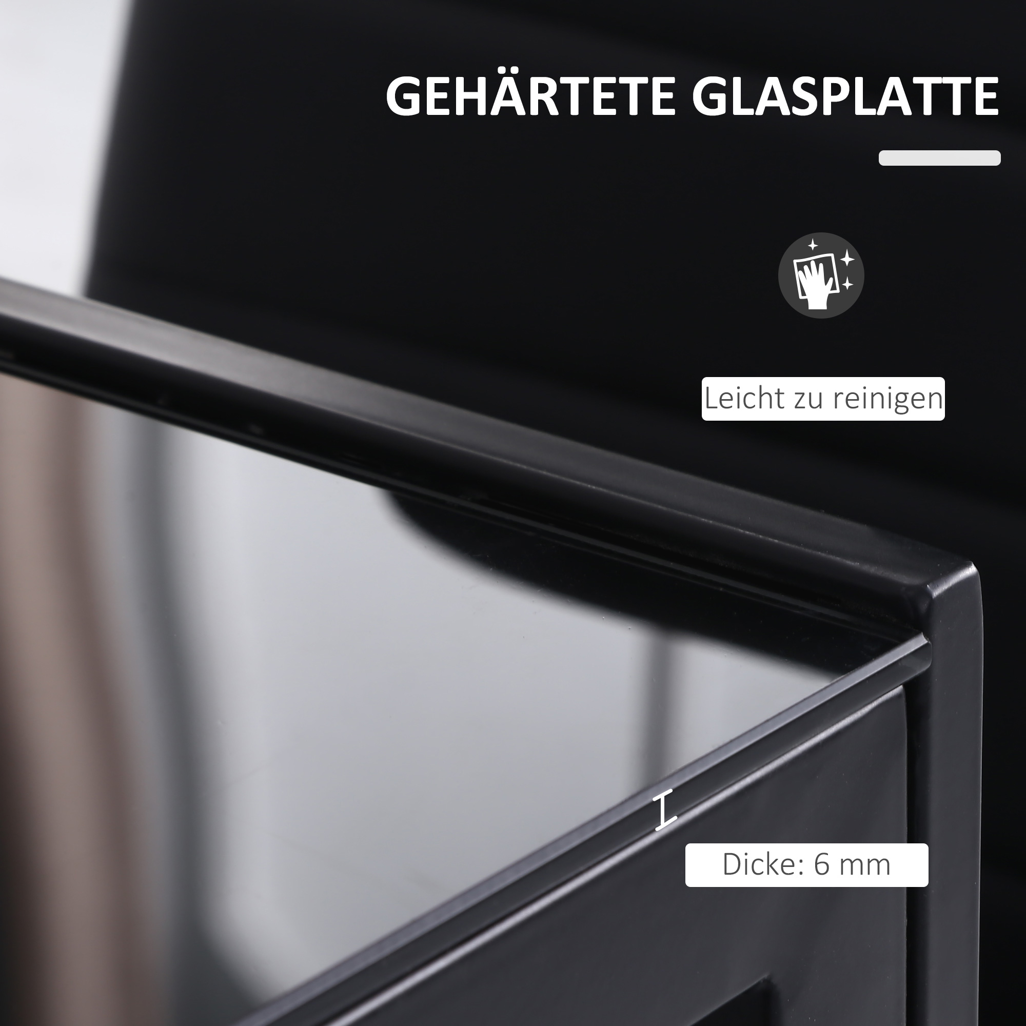 Esstisch Küchentisch großer Tisch, modernes Design, 120 cm x 60 cm x 75 cm, Schwarz