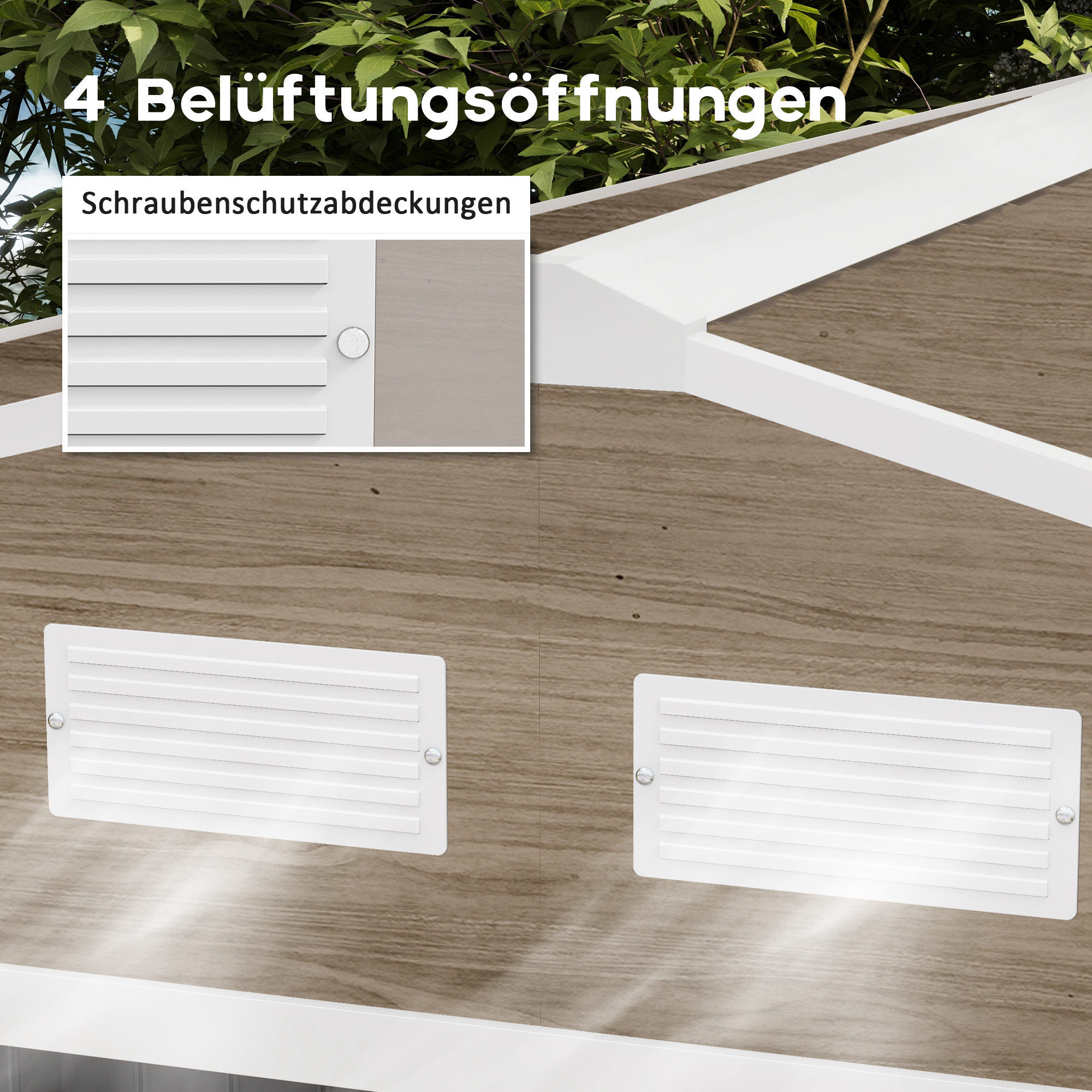 Geräteschuppen, 2 Schiebetüren, 4 Fenster, wetterfest, Metallgehäuse, 2,7 x 1,9 x 1,9 m, Braun