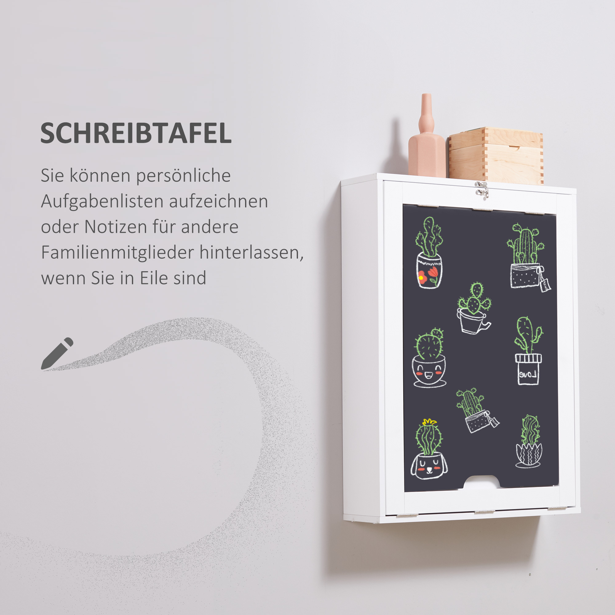 Wandschreibtisch, klappbare Tischplatte, 5 Fächer, 60x94,5x147cm, Schwarz/Weiß