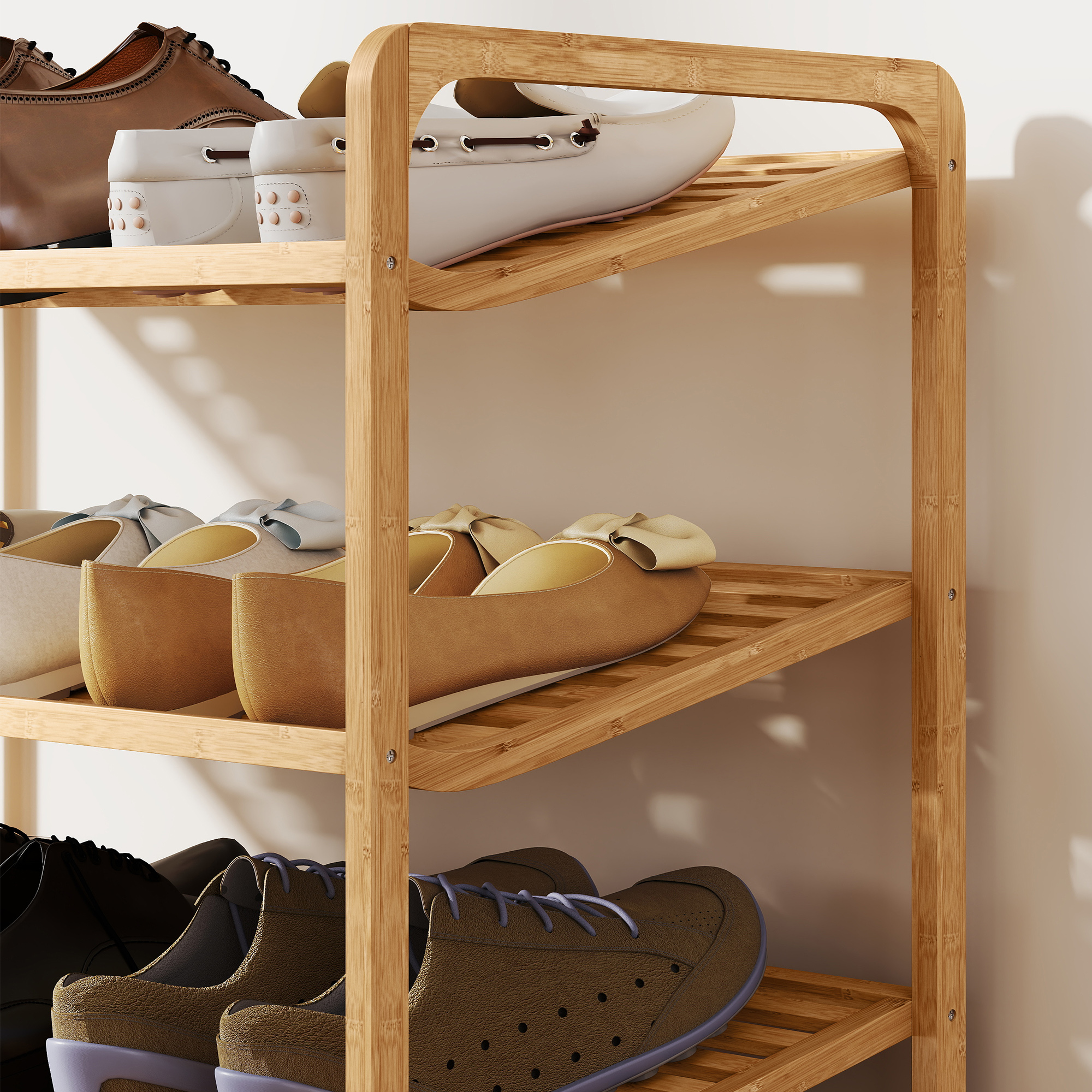Bambusregal, Schuhregal, Flurregal, 3-stufiges Design, 30 kg Belastbarkeit, Holz