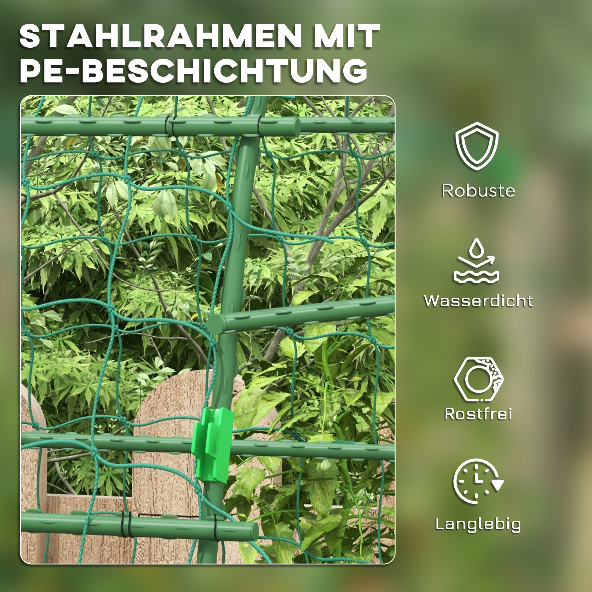 Großer Rankbogen, Vogelschutznetz, einfache Montage, Metall, 144 x 167 x 206 cm