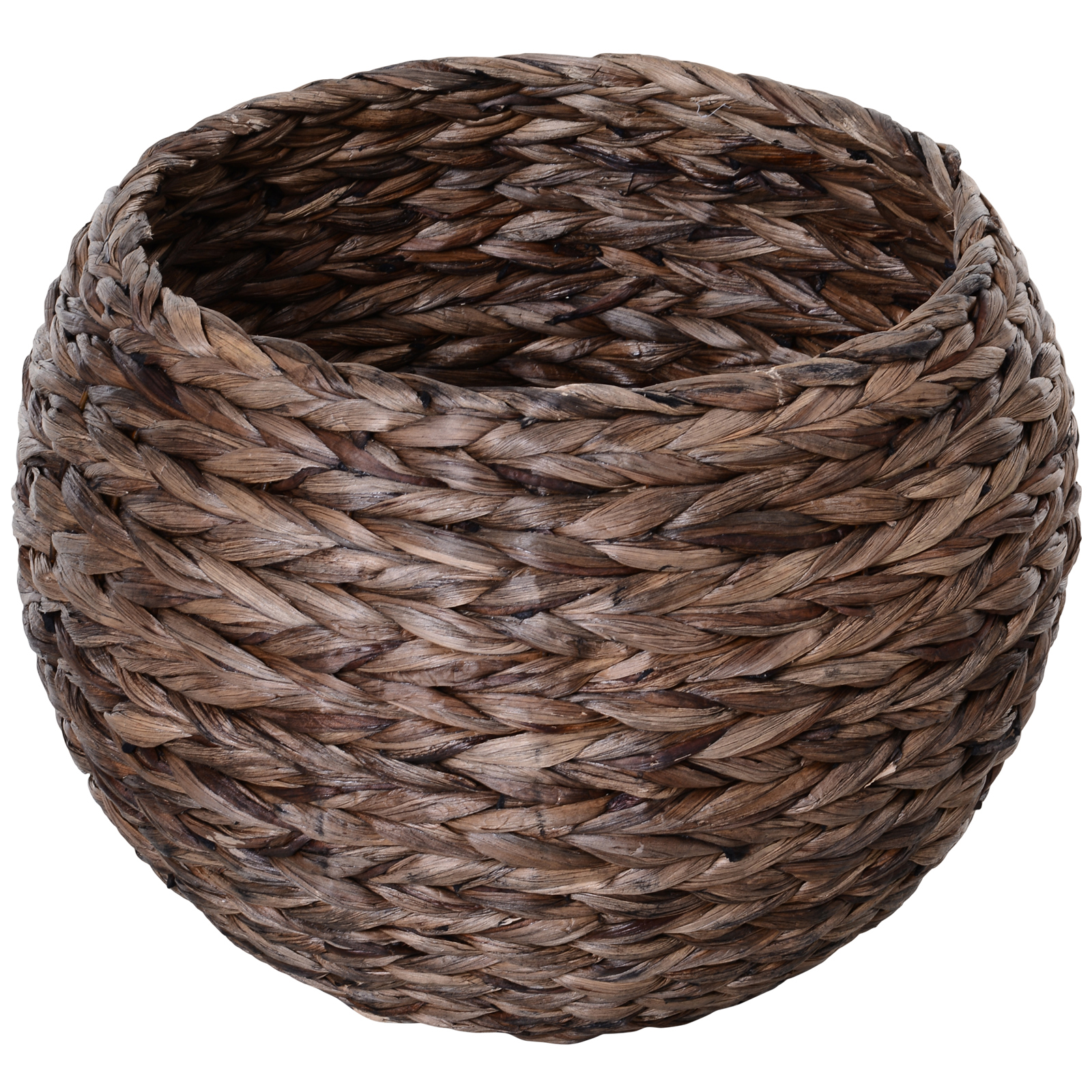 Katzenkorb aus Wasserhyazinthe inkl, Kissen, Katzenbett, Haustierbett,50 cm x 42 cm x 60 cm, Braun + Beige