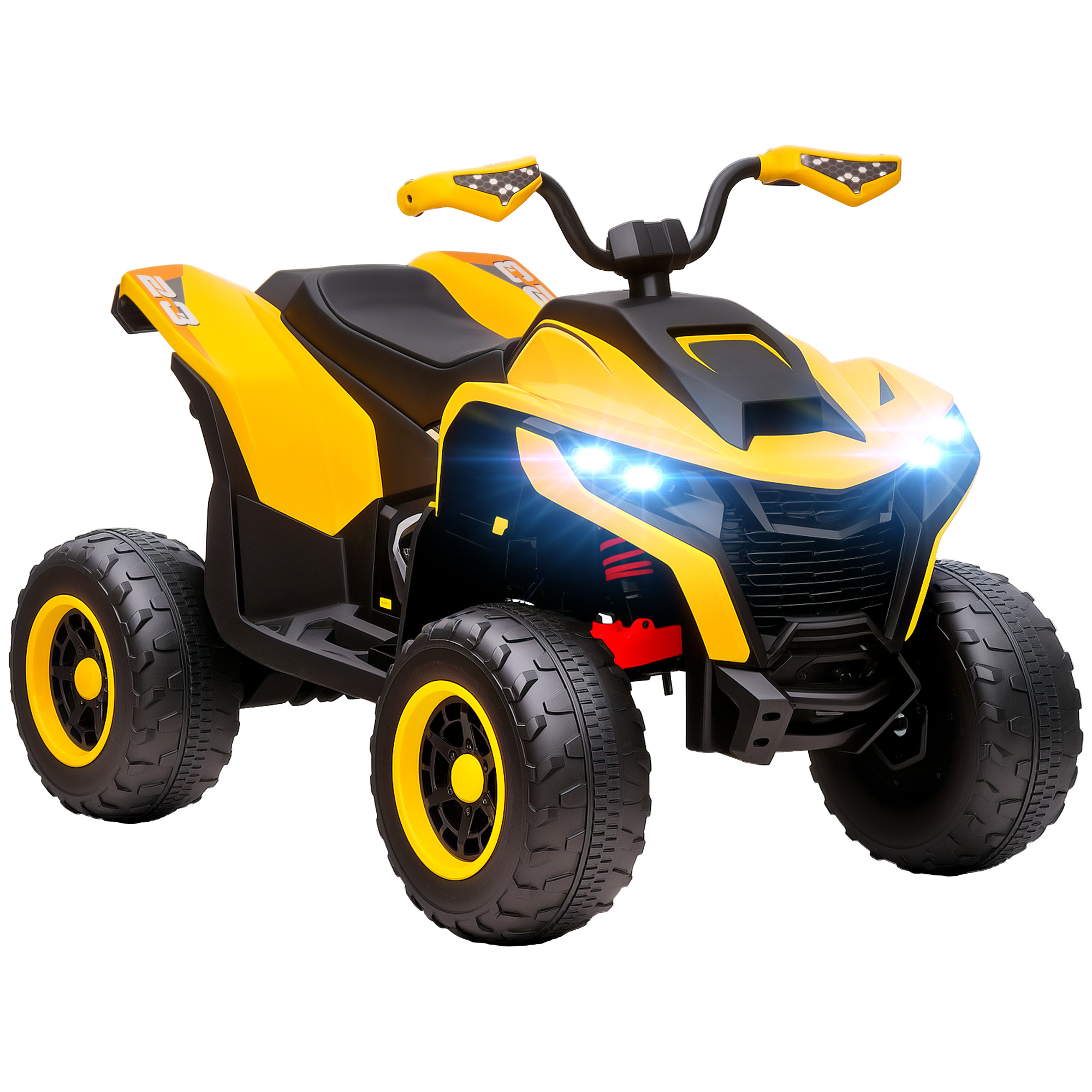 Elektroquad für Kinder, 3-6 km/h, LED-Scheinwerfer, Musik, USB, für 3-8 Jahre, Gelb