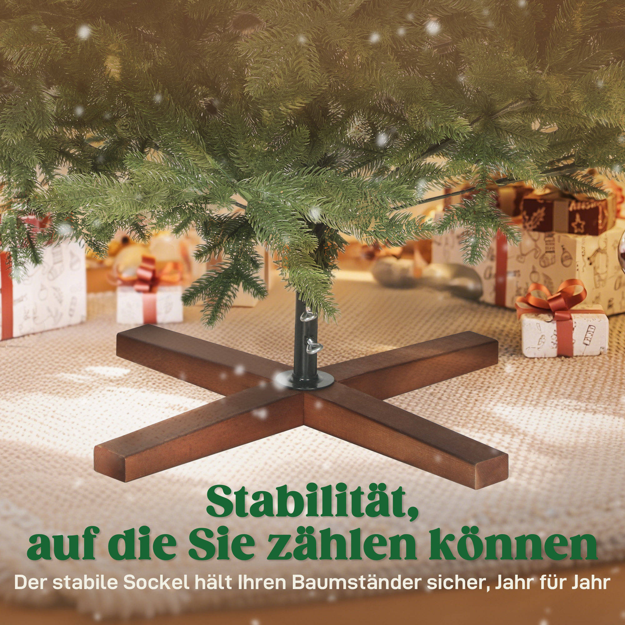 Künstlicher Weihnachtsbaum, realistisches Aussehen, klappbare Zweige, Holzsockel