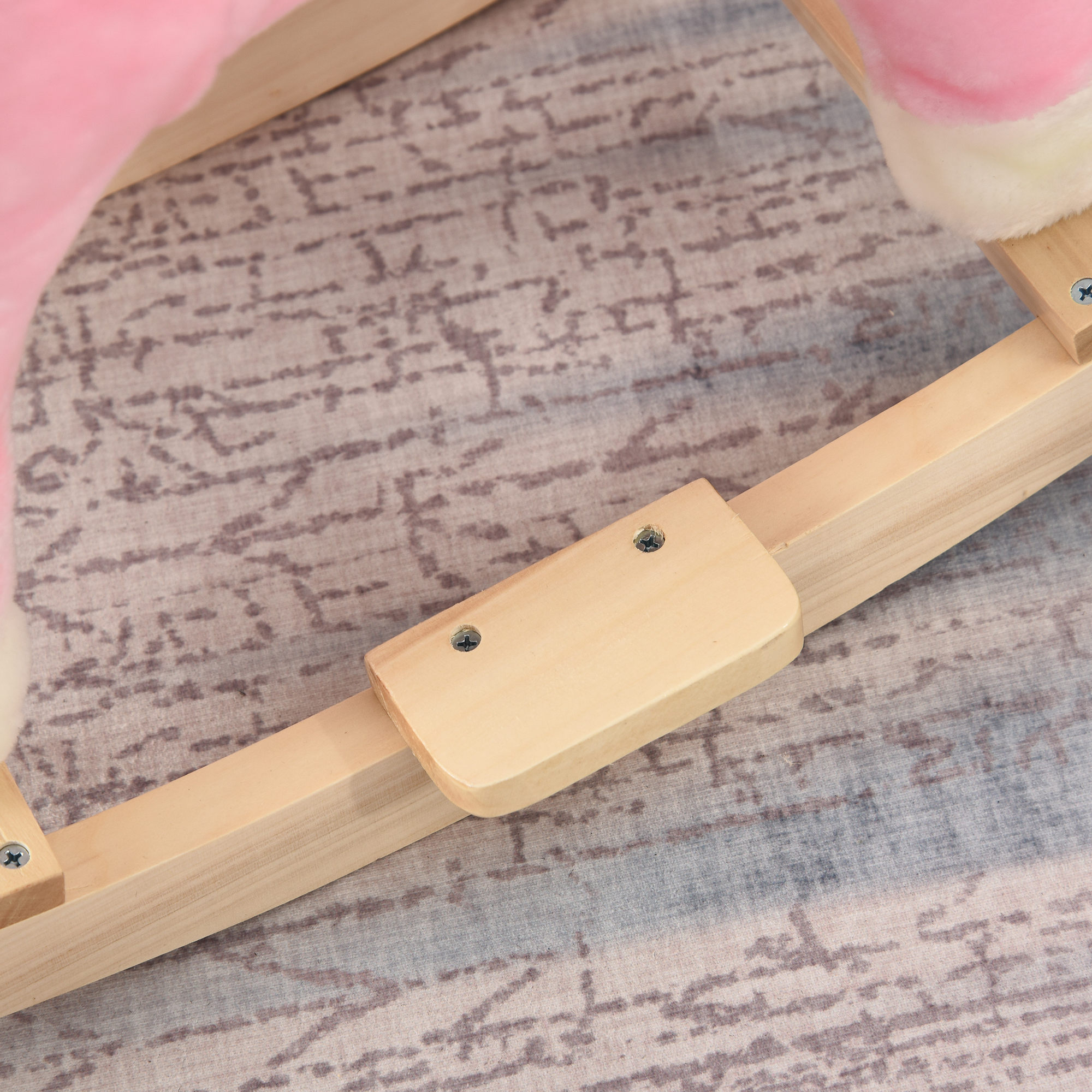 Kinder Schaukelpferd Baby Schaukeltier Pferd mit Tiergeräusche Spielzeug Haltegriffe für 36-72 Monate Plüsch Rosa 65 x 32,5 x 61 cm