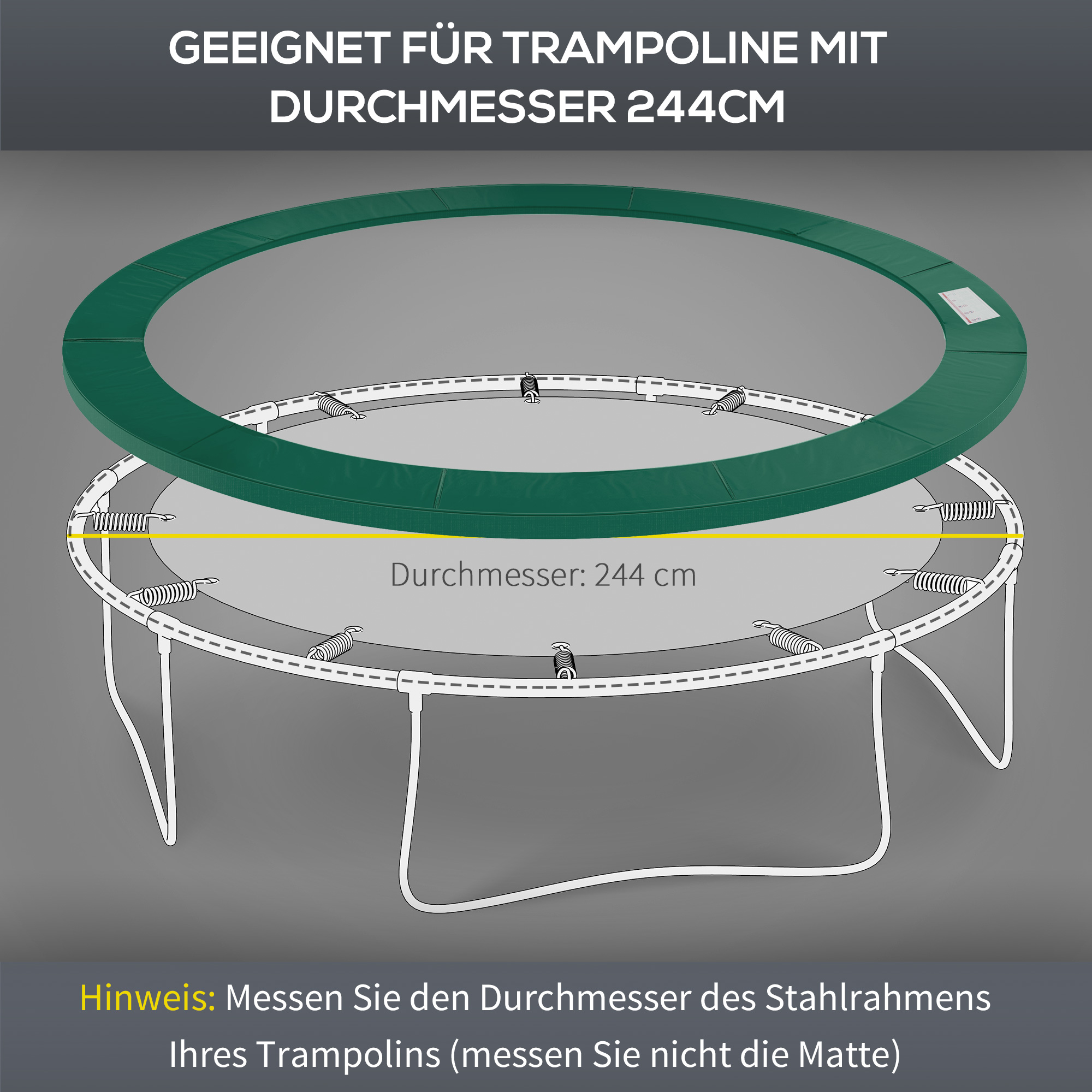 Trampolin Randabdeckung Sicherheitsnetz Wetterplane Leiter Randabdeckung: Ø 244cm Grün