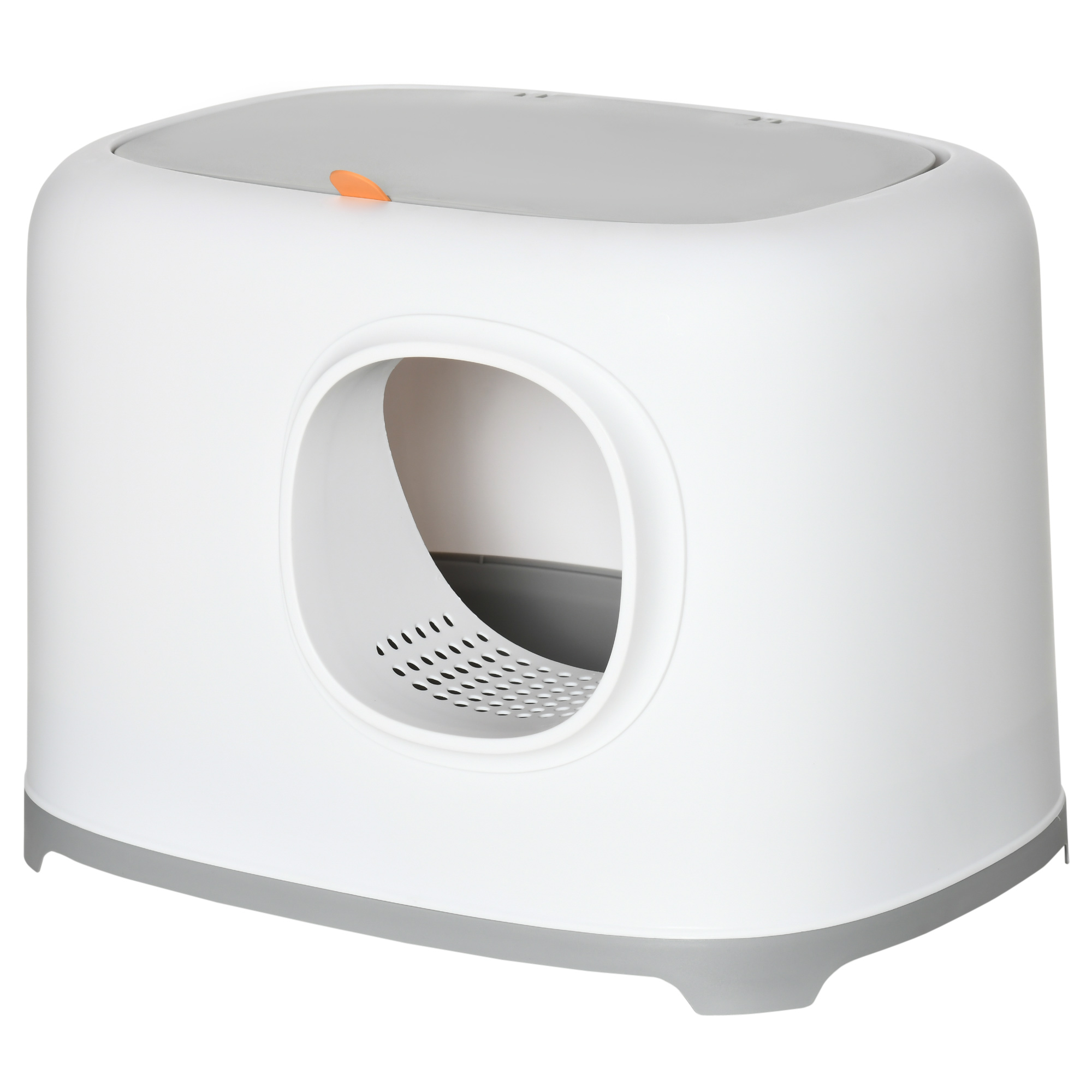 Katzenklo mit Deckel Katzentoilette mit Haube Schaufel Gitterboden XXL Katzentoilette für Katzen bis 5 kg 55 x 40 x 39 cm Weiß