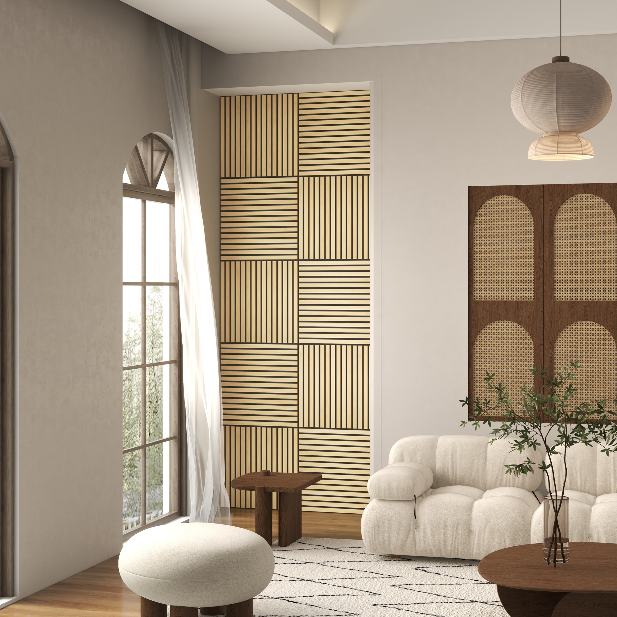 Akustikpaneel, Schallabsorption, DIY Lamellenwand, MDF & Polyester, einfache Installation, Eiche