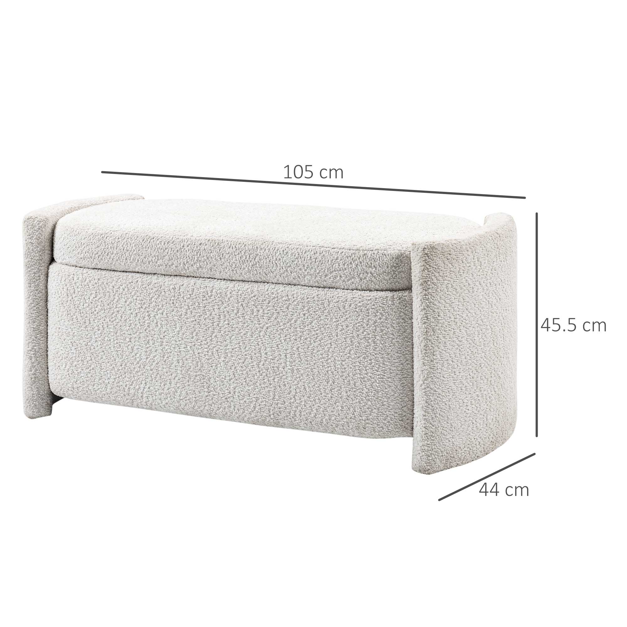 Sitzbank mit Stauraum Flurbank Schuhbank, gepolstert,  105 cm x 44 cm x 45,5 cm, Creme/Beige