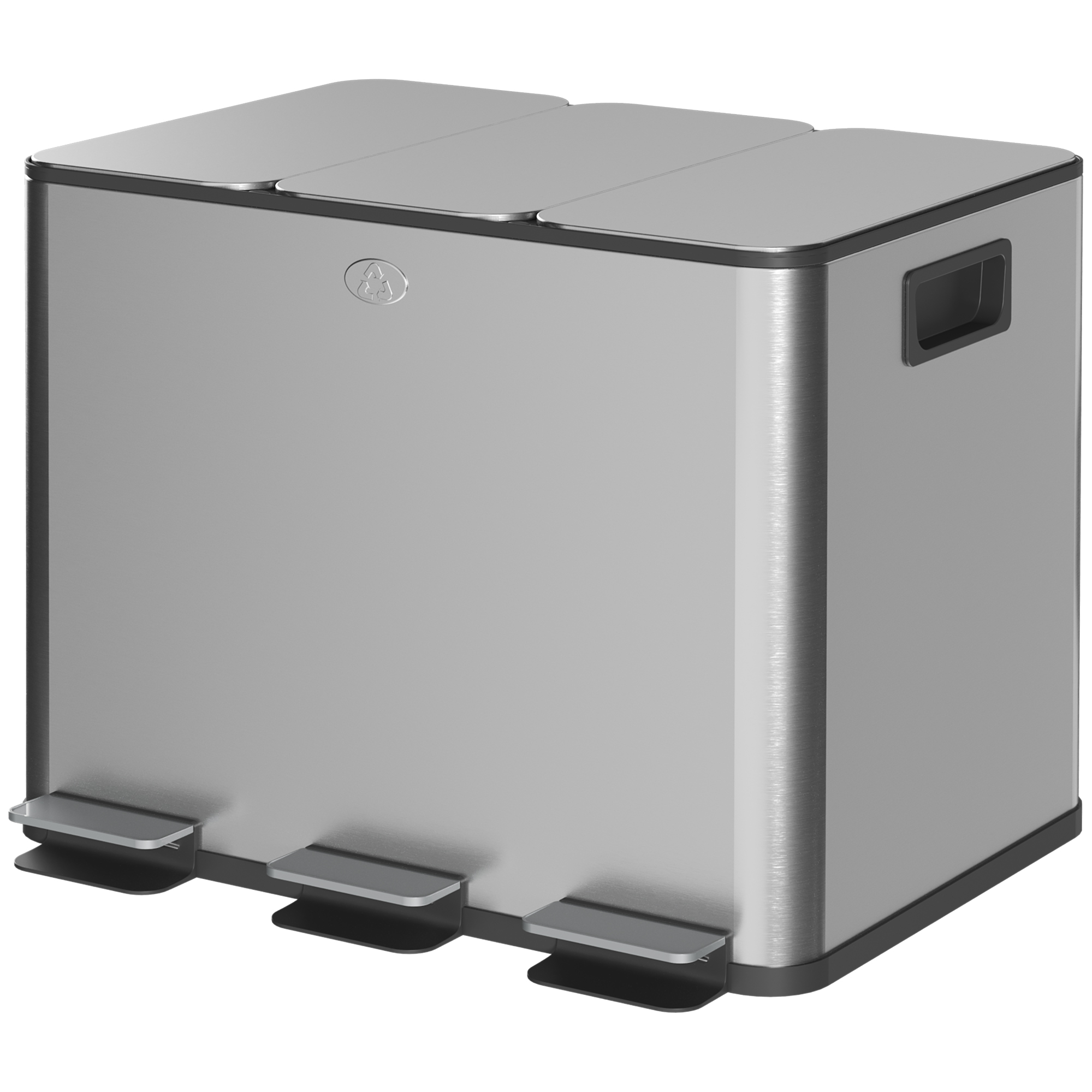 Mülleimer mit 3 x 20 L Fächern, Deodorant-Deckel, fingerabdrucksicher, Soft-Close, herausnehmbar, Silber