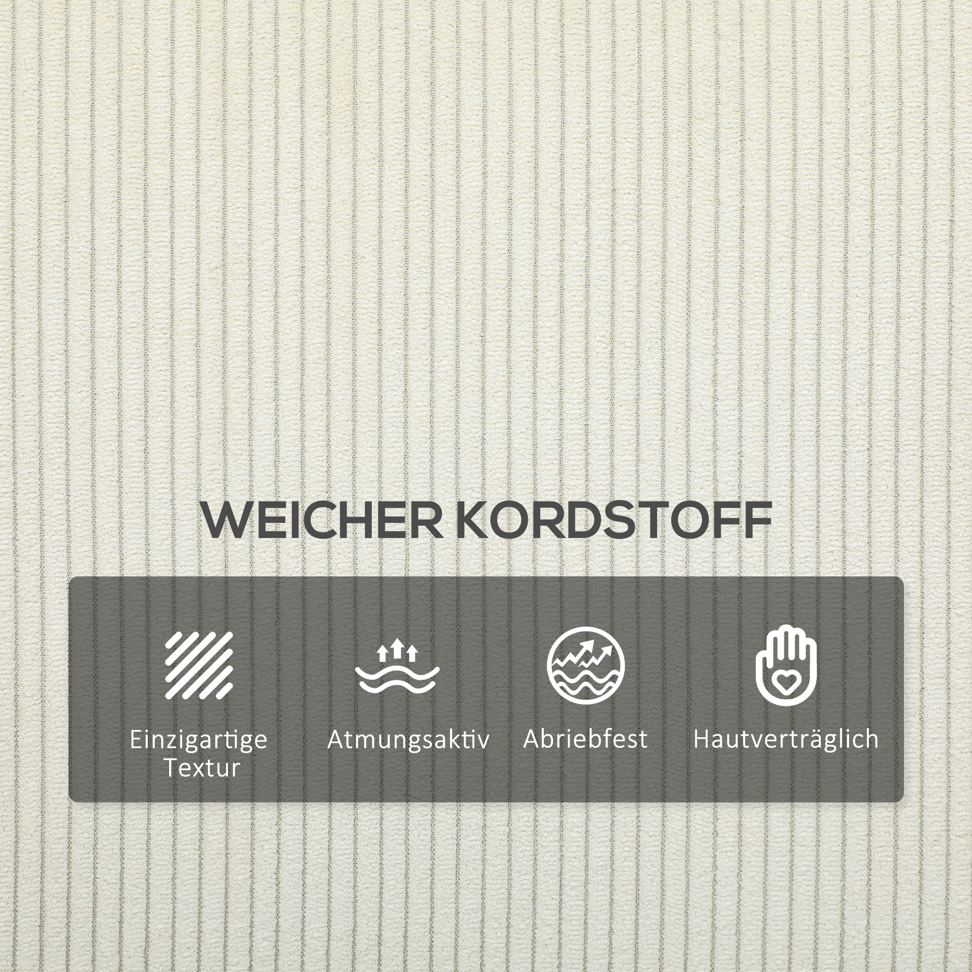 modernes 3-Sitzer-Sofa, Weiche Couch mit Rückenkissen, Polstersofa für Wohnzimmer, Schlafzimmer, Homeoffice, Cremeweiß