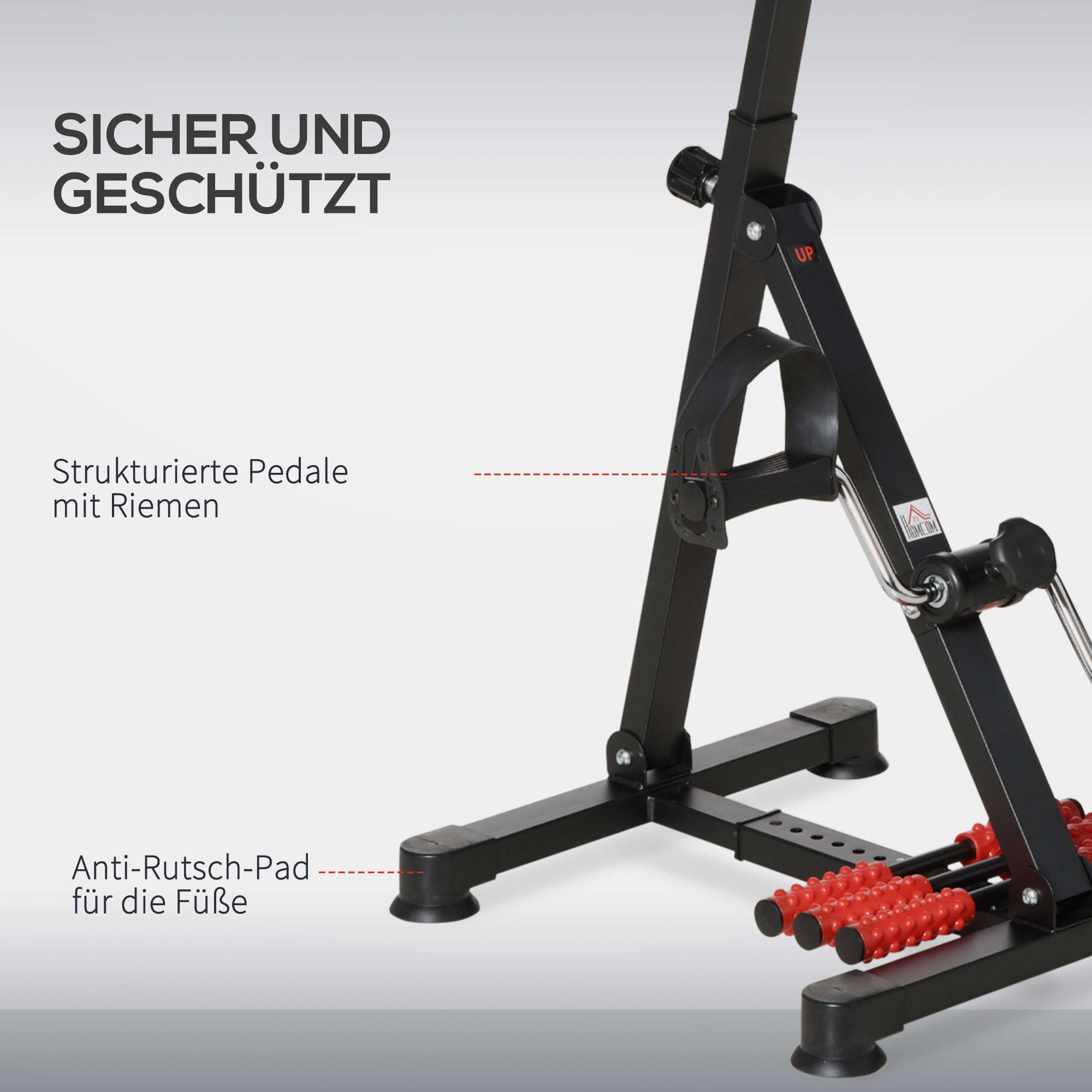 Pedaltrainer für Senioren Höhen- und Längenverstellbar Mini Heimtrainer mit Griff LCD Display Befestigungsband