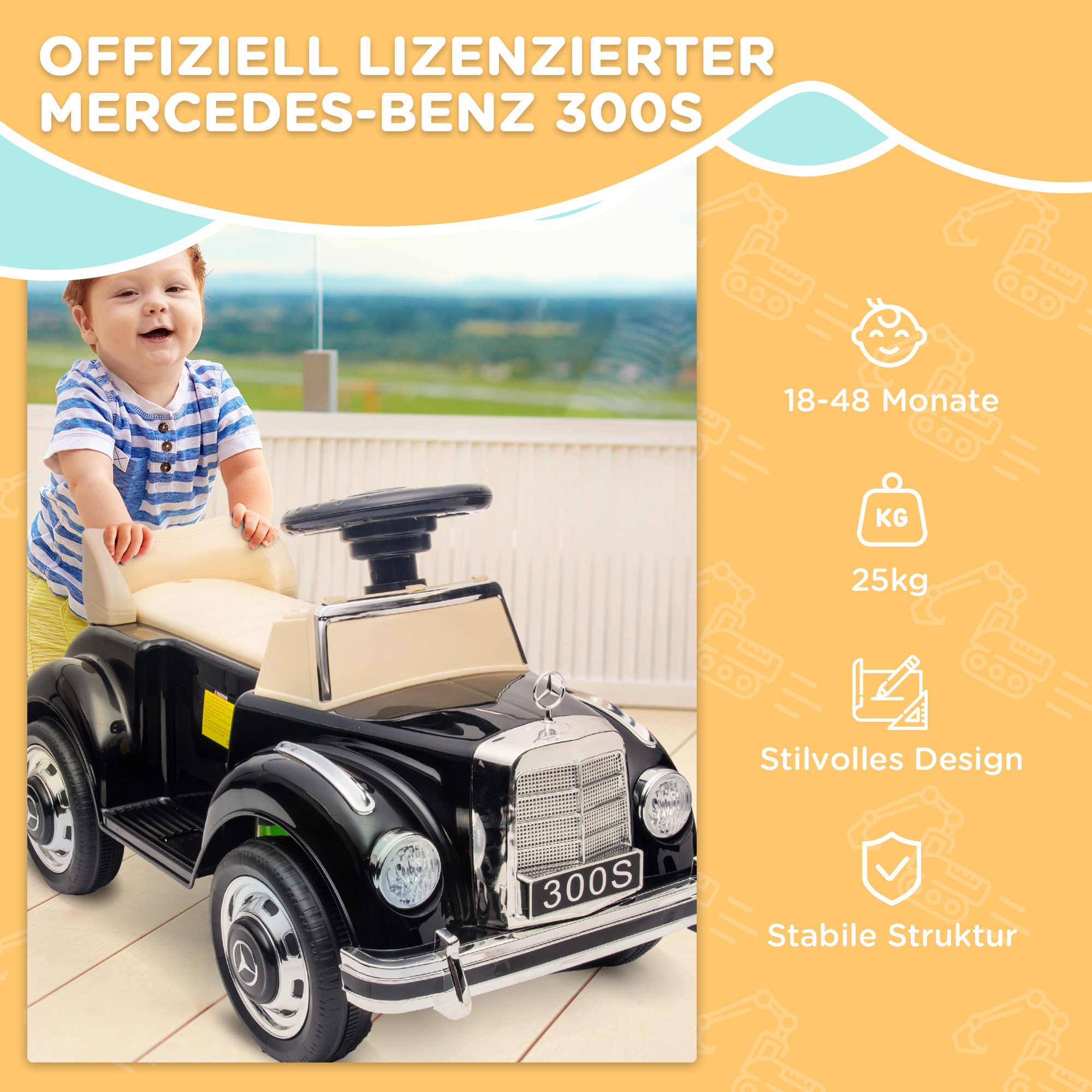 Rutscher Kinderauto Mercedes Benz Design 300 S Design, Schwarz
