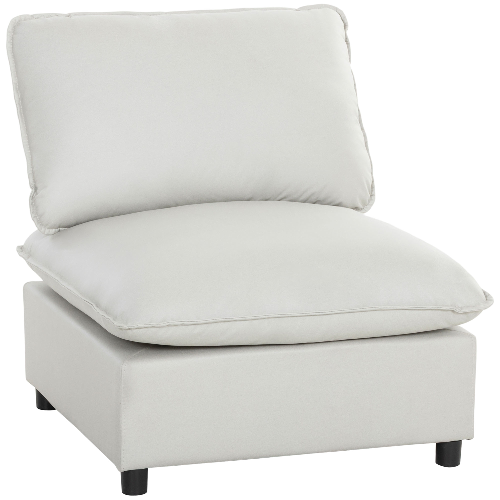 Akzentstuhl, Moderner Leathaire-Stuhl mit Breiter und Tiefer Sitzfläche, Dicke Polster, Einfache Montage, Grau