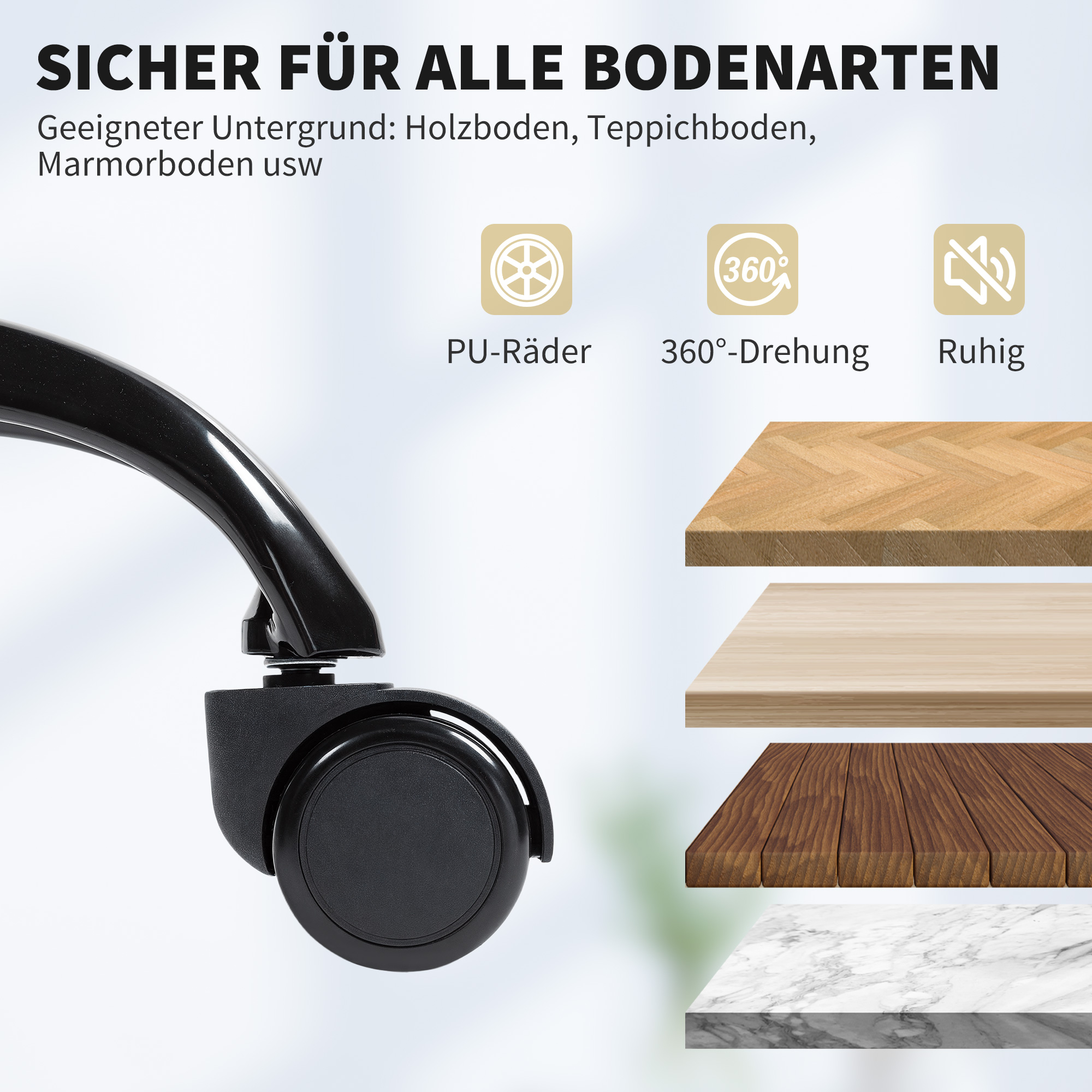 Bürostuhl mit tierfreundlichem Kunstleder-Bezug, Fußstütze, höhenverstellbar, rollbar, Beige