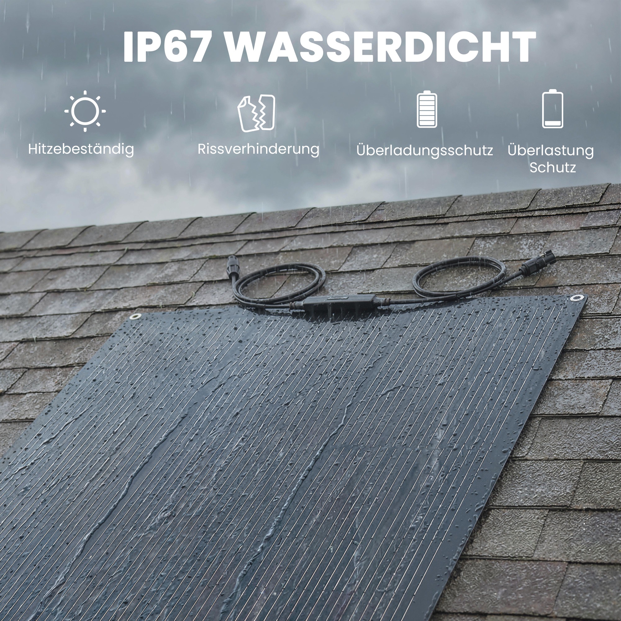 Solarpanel 100W 18V Tragbares Outdoor Solarladegerät mit  2 USB, LCD-Anzeige IP67 Wasserdicht