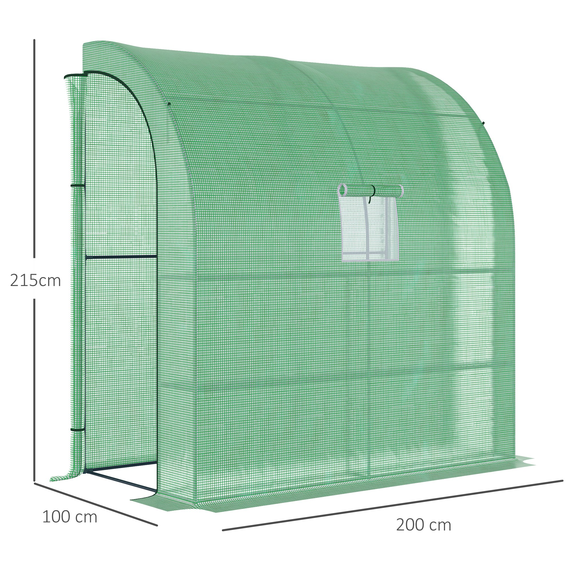Foliengewächshaus Tomatengewächshaus mit Mesh Fenster, Treibhaus mit aufrollbaren Türen, Anzuchthaus mit UV Schutz, Grün, 200 x 100 x 215 cm