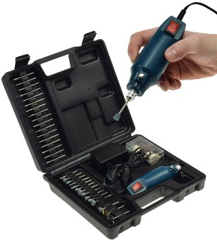 Mini-Bohrmaschine "Drill-Power V2" 12V=, 12.000UpM, 63-teilig, viel Zubehör