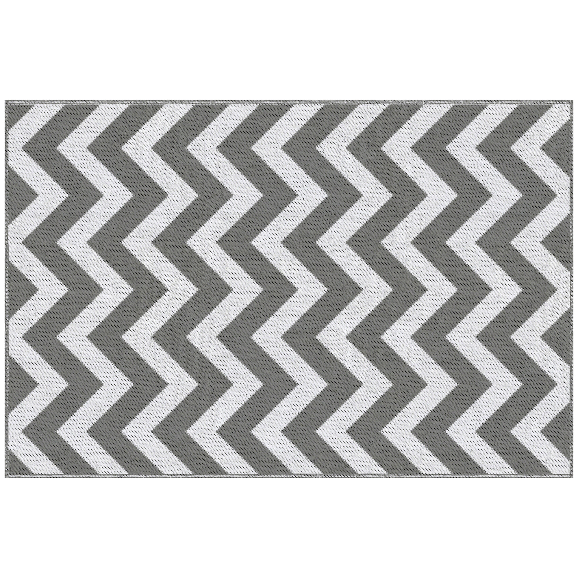 Outdoor-Teppich, wasserdicht, doppelseitiges Design, hochwertige Kunststofffaser, hellgrau+weiß, 121 x 182 cm