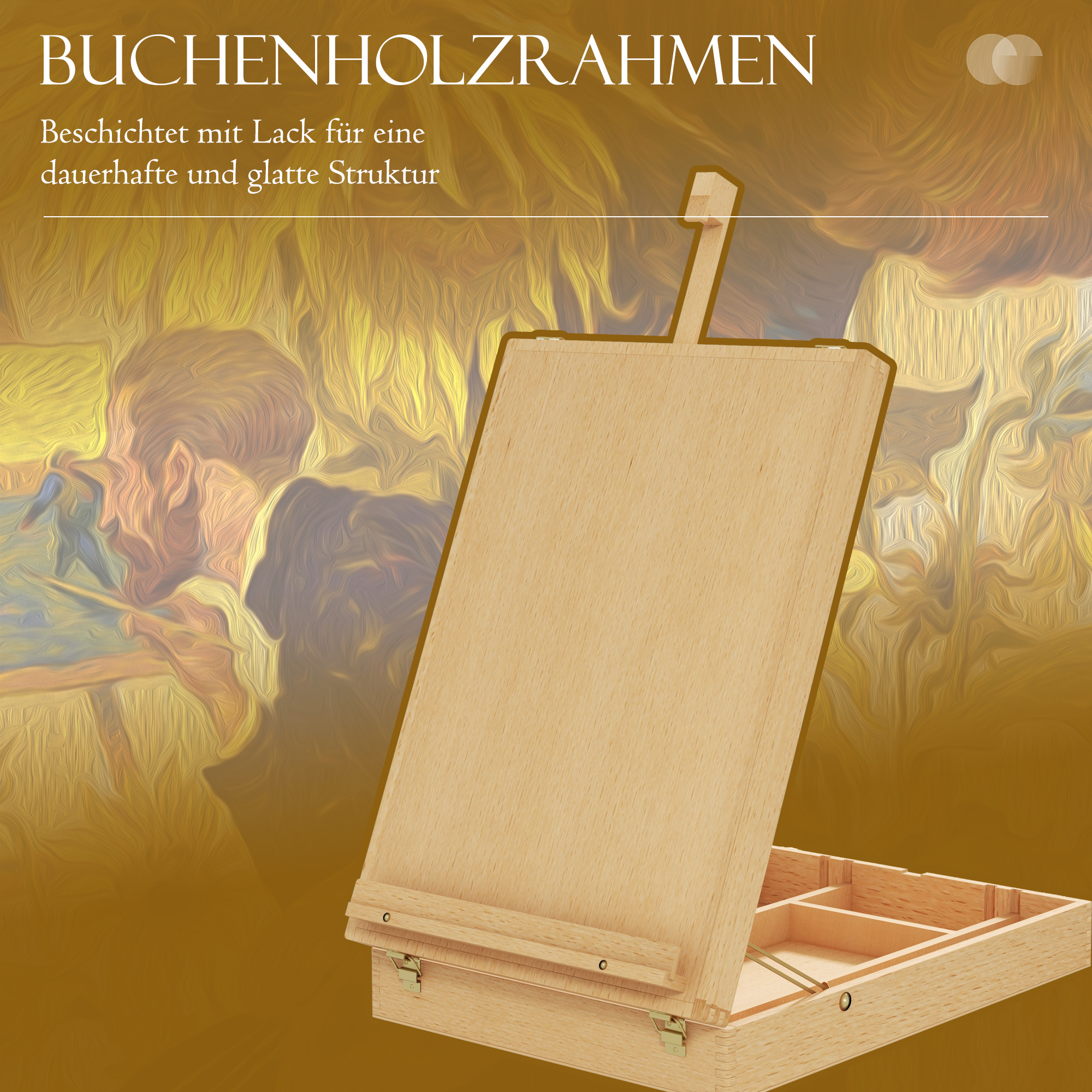 Tischstaffelei Tischstaffelei-Box, Buchenholz, klappbar, 27cm x 41,5cm x 74,5cm, Natur