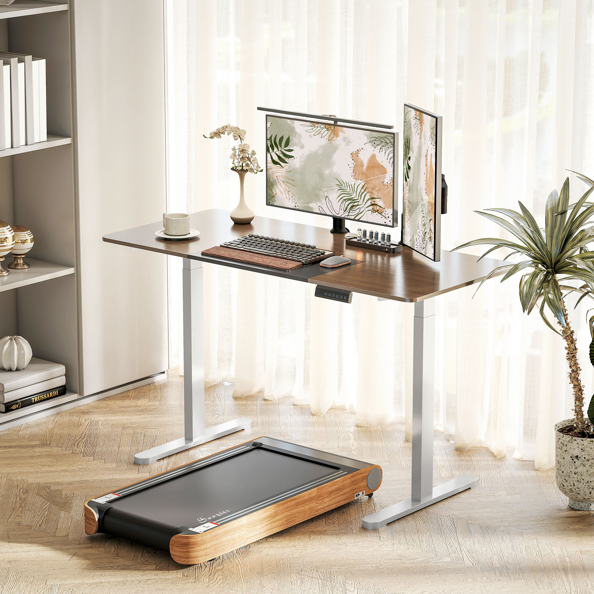 Elektrisches Schreibtischgestell, höhenverstellbar, mit Speicherfunktion, Stahl, Weiß