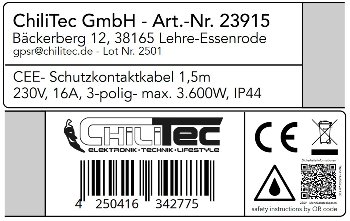 CEE Adapter 90° Winkel mit Steckdose / 230V, H07RNF 3G2,5, 1,5m Kabel
