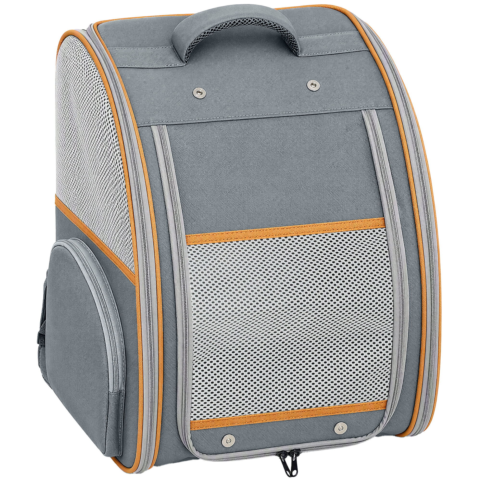 Hunderucksack Klappbar Katzenrucksack mit Netzfenster Seitentaschen herausnehmbare Boden bis 5 kg Grau