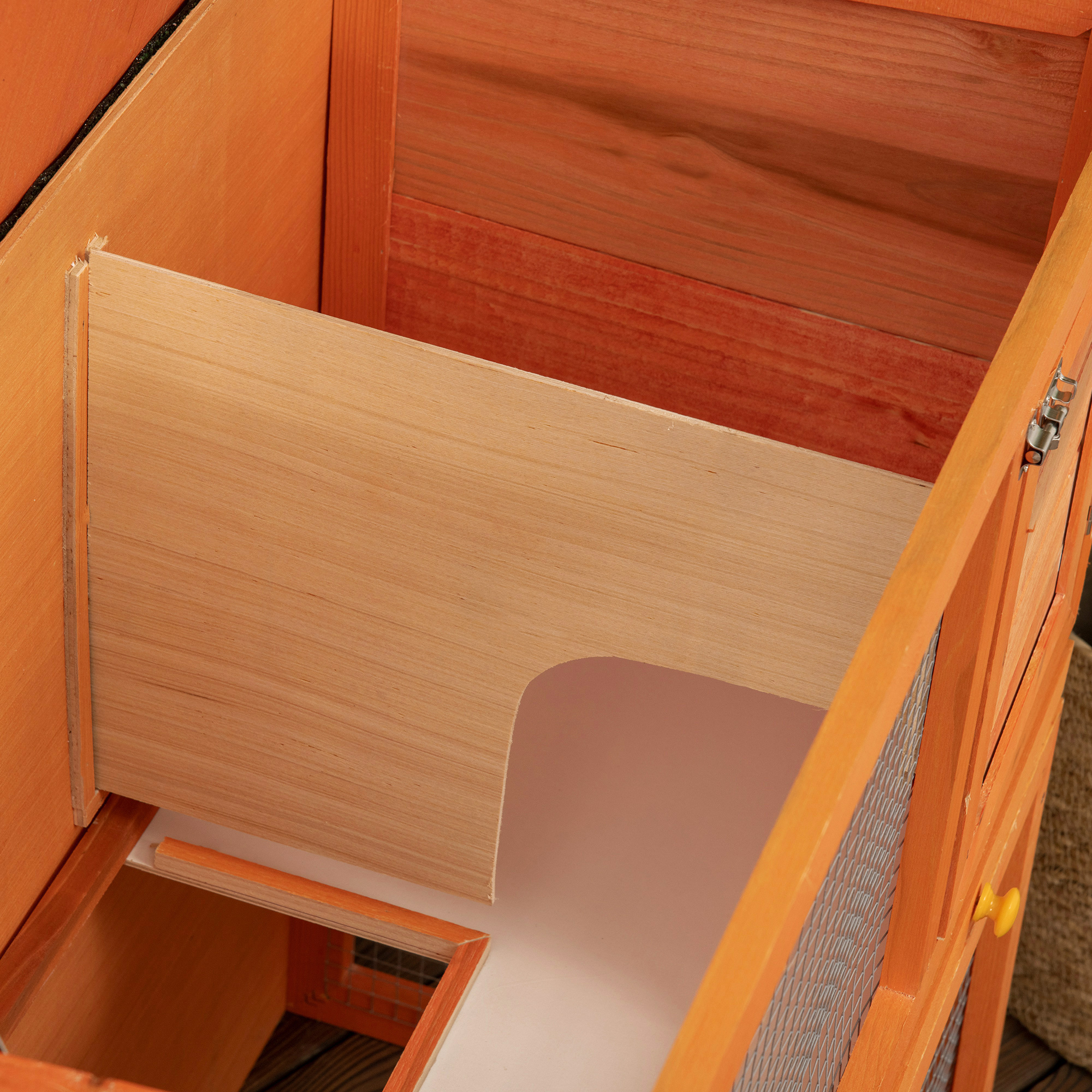 Kleintierstall 2 Ebenen wetterbeständig Tannenholz Natur + Grün