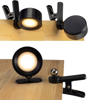 LED Akku Clip-Leuchte "CT-AKL3" / Dimmbar, CCT 3000k-6000k, schwarz